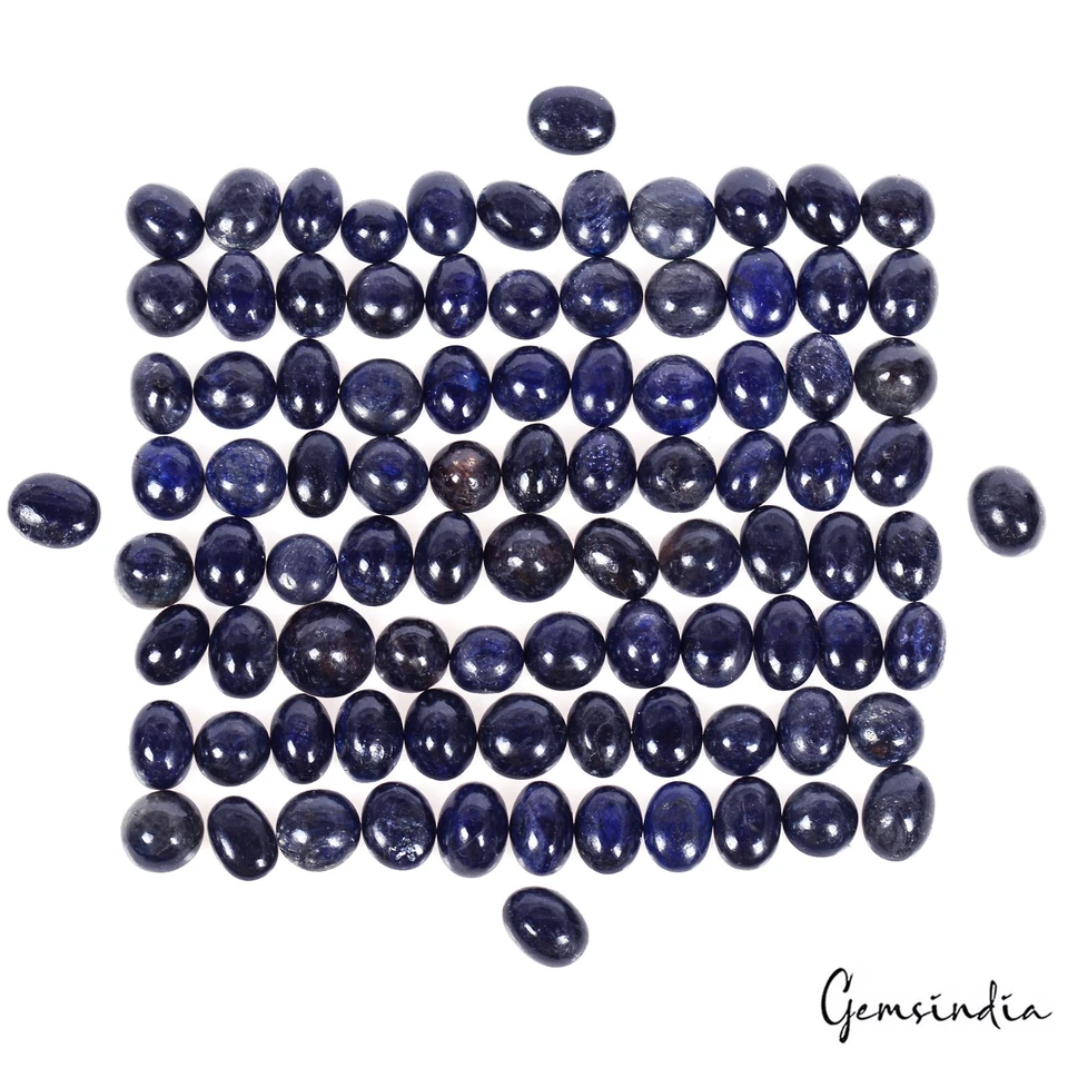 240 Ct Natural Blue Sapphire Oval Cab 6-9mm Loose Wholesale Gemstones Lot~92 Pcs