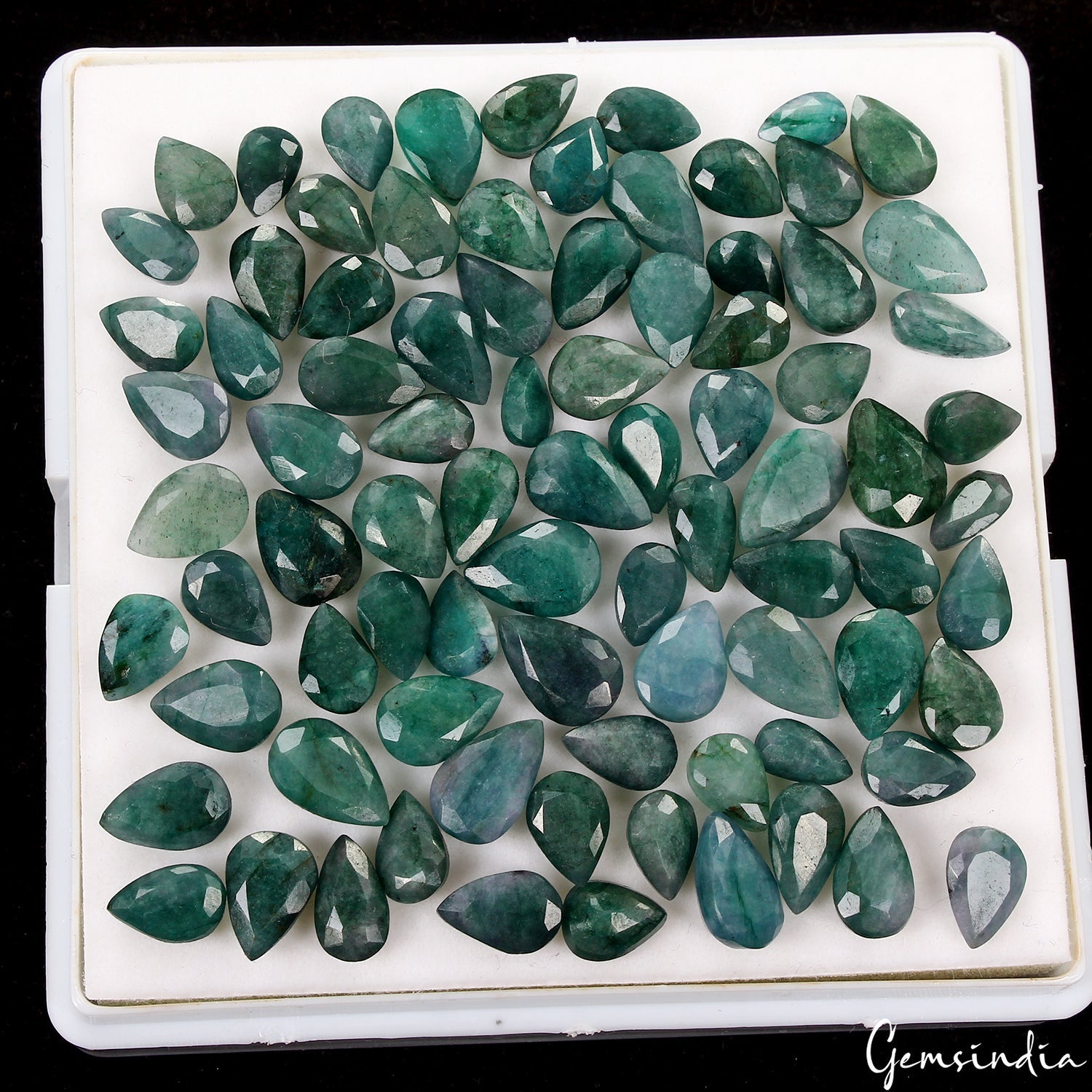 Natural 176Ct/85Pc Natural Colombian Green Blue Emerald Pear Cut Loose Gemstones