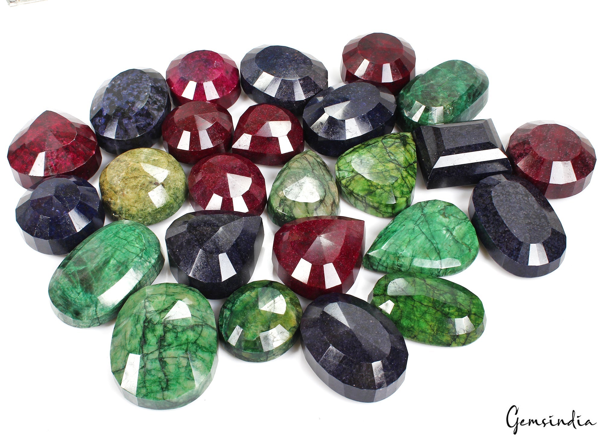 10 Kg Natural Ruby Emerald Sapphire Mix Cut Museum Size Loose Gemstones 66-102mm