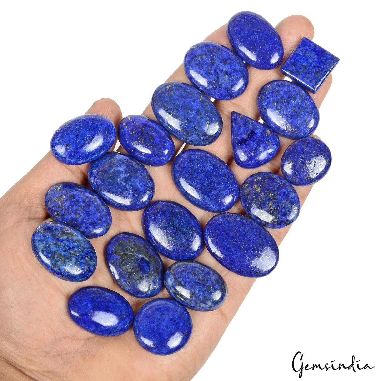 640 Ct/20 Pcs Natural Blue Lapis Lazuli Gold Flecks Mix Cab Loose Wholesale Gems