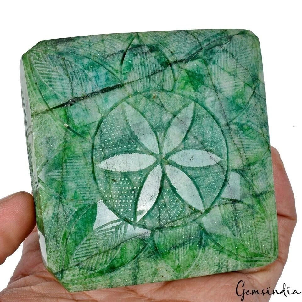 3100 Cts Natural Brazilian Green Emerald Octagon Cut Hand Carved Huge Loose Gem
