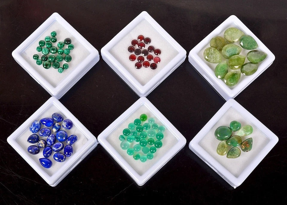 6 Lot Estate Genuine Multi Gems Loose Multi Color Gemstones Collection w/ Boxes