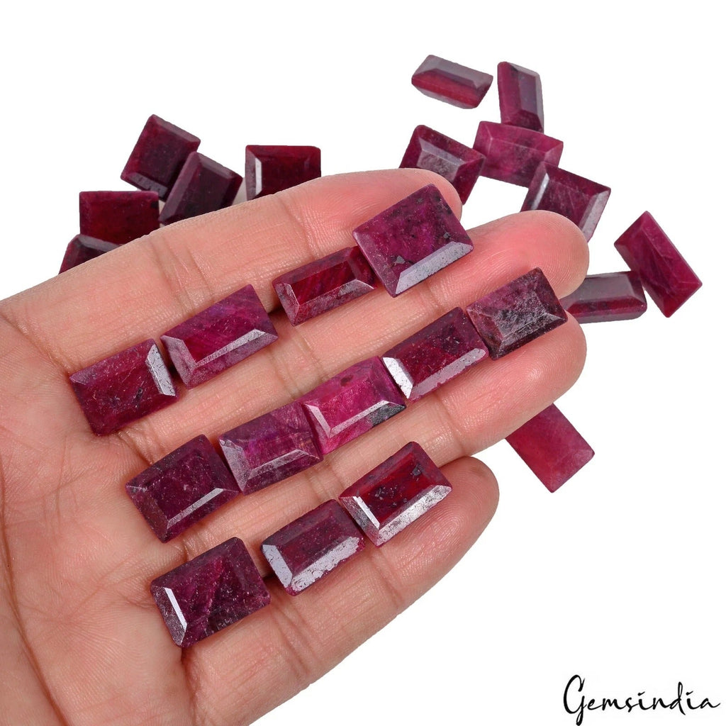 Certified 340 Ct/26 Pcs Natural Red Ruby Baguette Cut Loose Gems For Jewelry Lot
