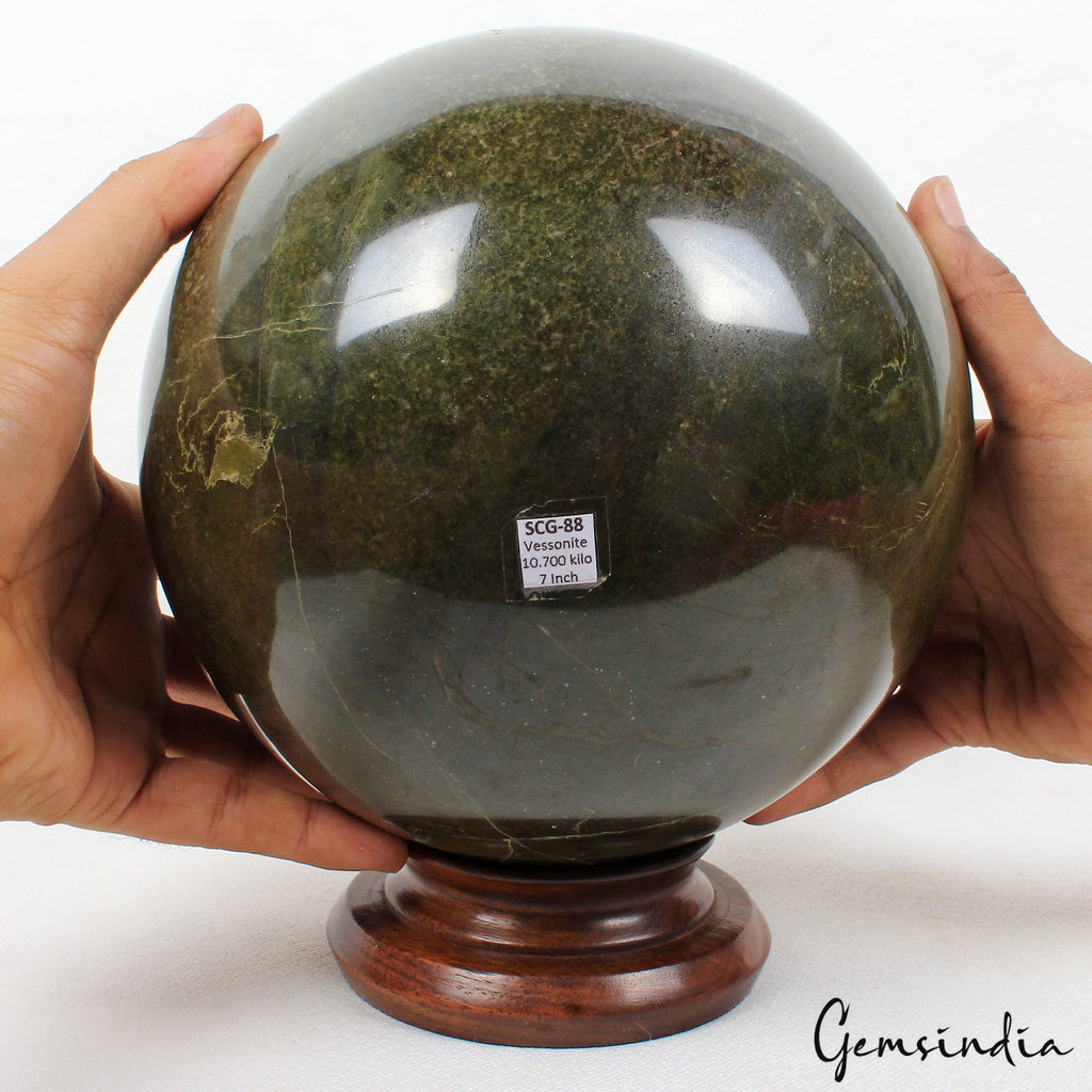 Large Vessonite Gem Crystal Sphere 7 in Handmade Ball For Home Decorative 10.7kg