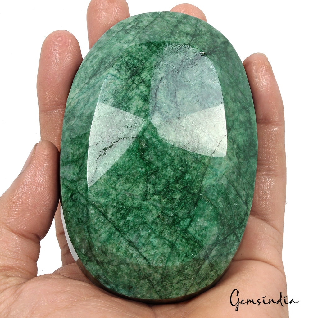 2220 Ct Natural Green Brazilian Emerald Oval Faceted Earth Mined Loose Gemstone
