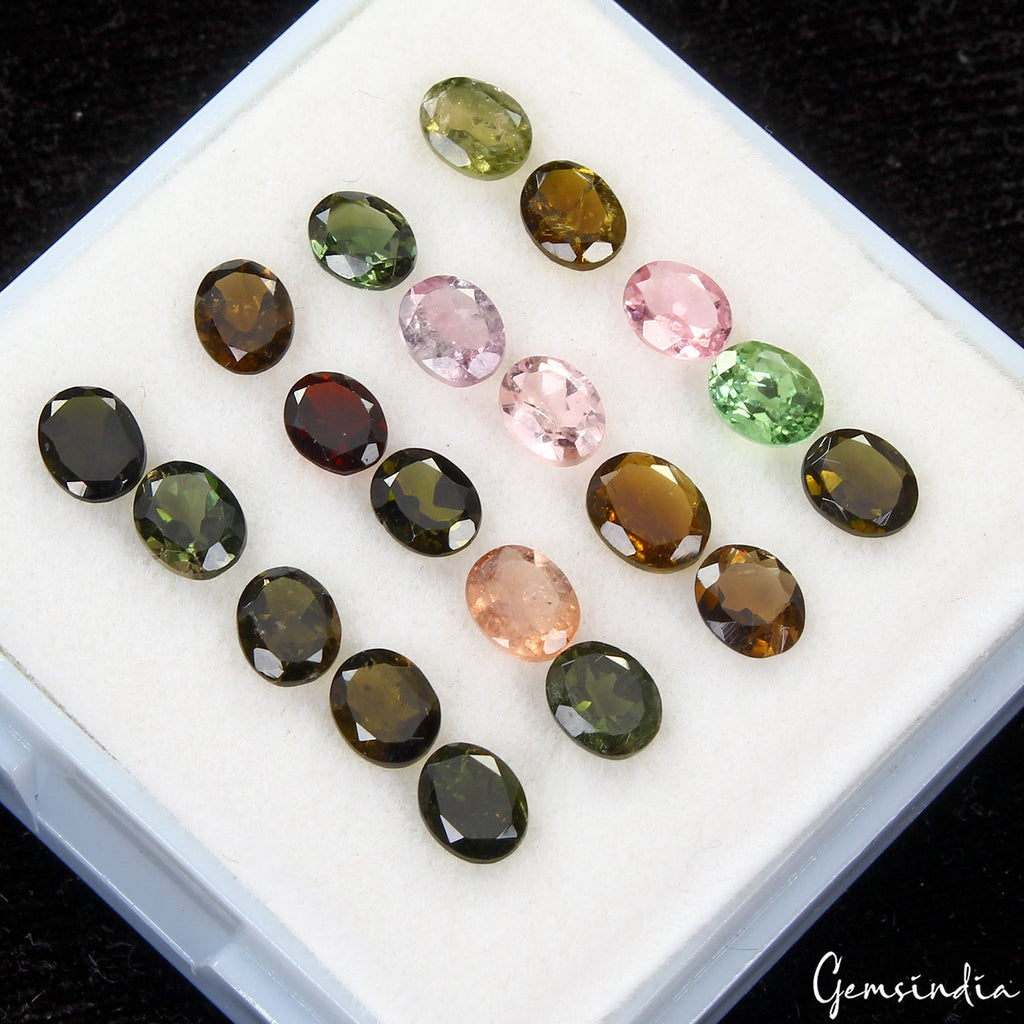 20 Pcs Natural Tourmaline 4x3mm Oval Faceted Cut Untreated Loose Gemstones~ 7 Ct