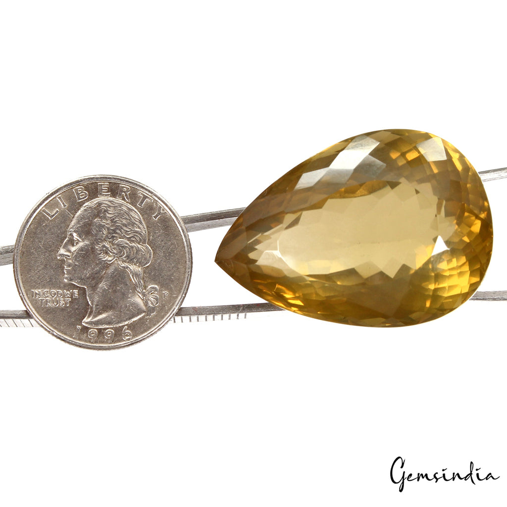 109.60 Cts Natural Untreated Brazilian Yellow Citrine Pear Faceted Cut Loose Gem