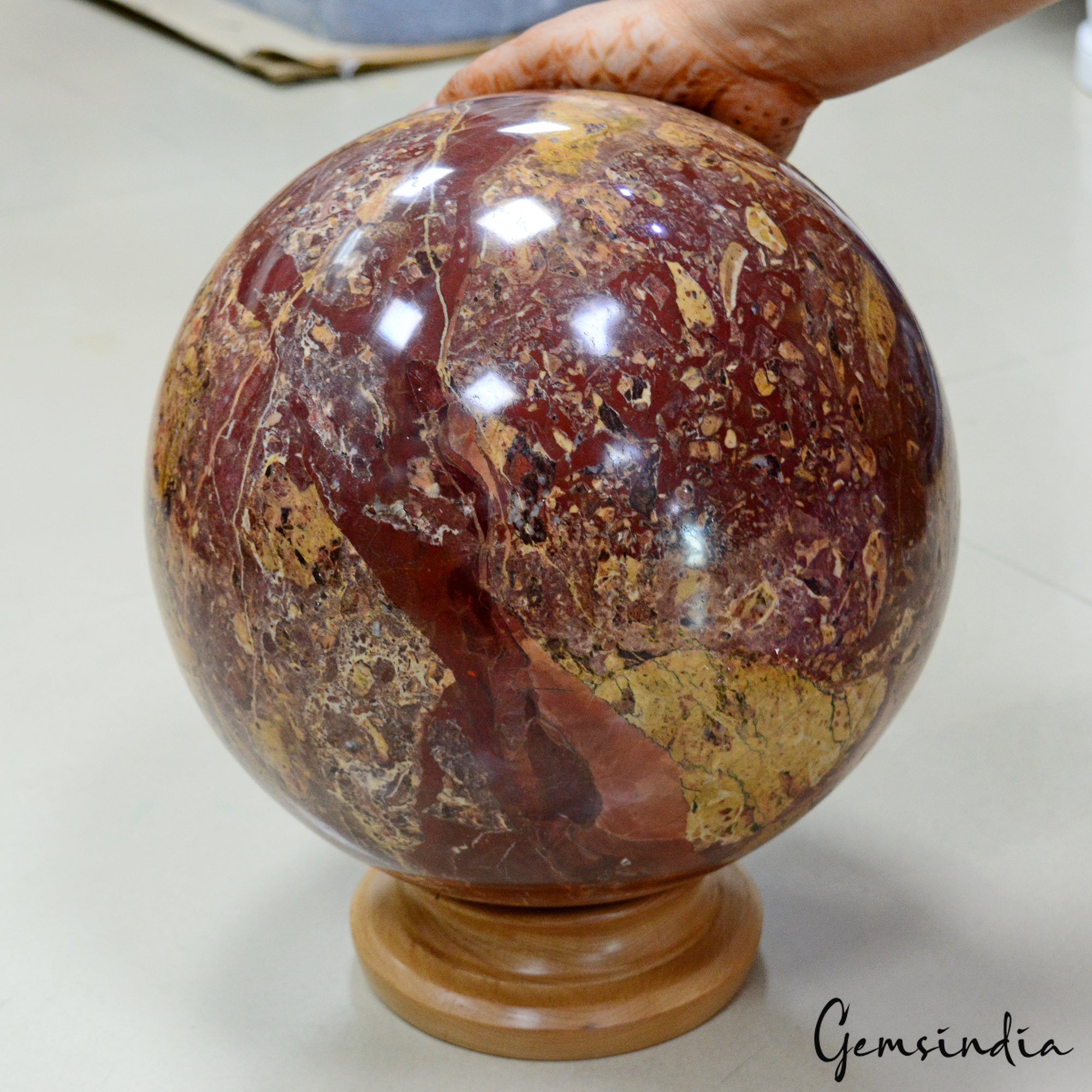 Large 10.7" Red Jasper Stone Healing Crystal Charged Reiki Aura Sphere Ball 30KG
