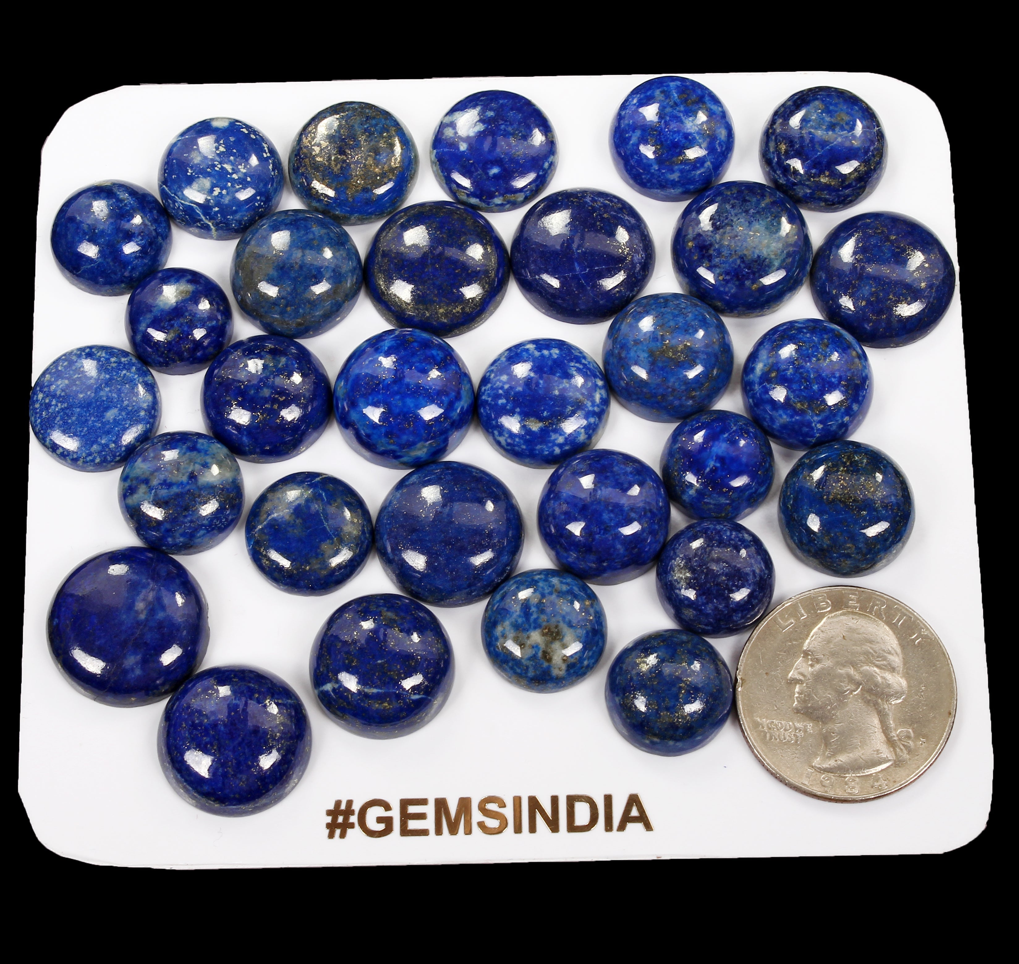 30 Pcs Natural Lapis Lazuli 12-18mm Round Loose Cabochon Gemstones Lot~370 Cts