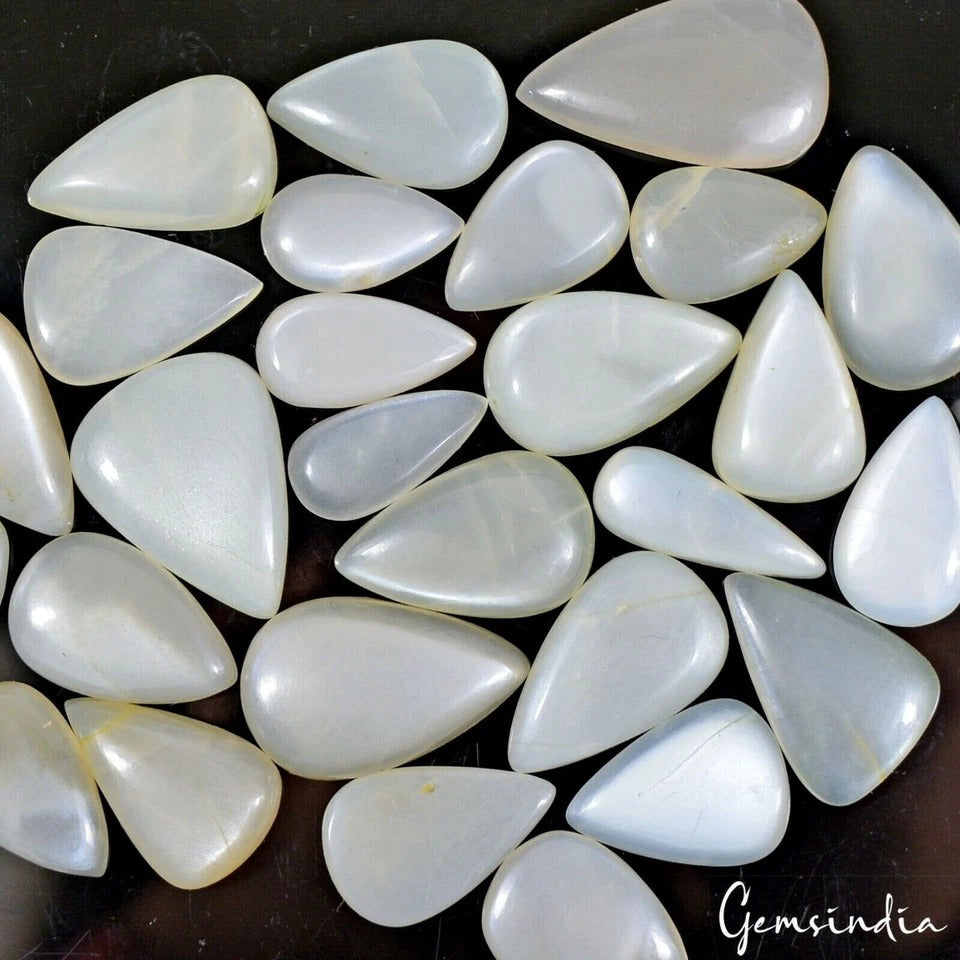 27 Pcs Lot ~ Silky Moonstone Pear Cabochon 100% Natural Loose Gemstones 360 Cts.