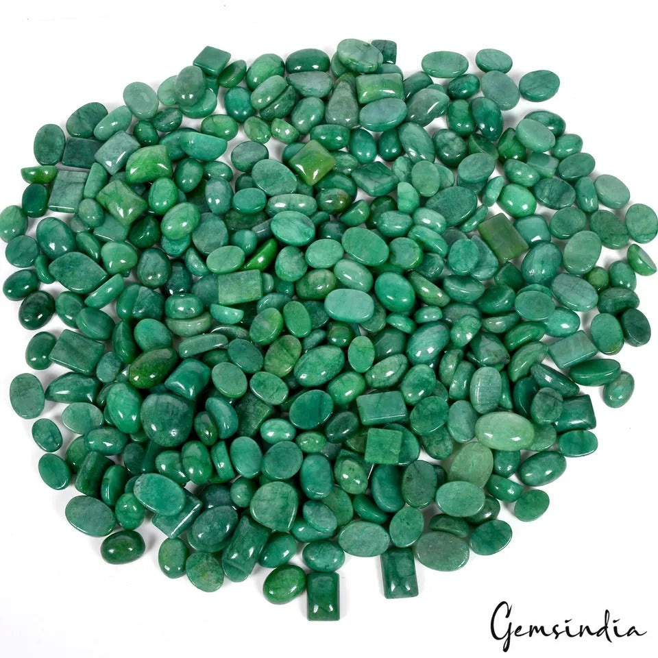 5000 Ct/345 Pcs Natural Brazilian Emerald Mix Cab Loose Ring Size Gemstones Lot