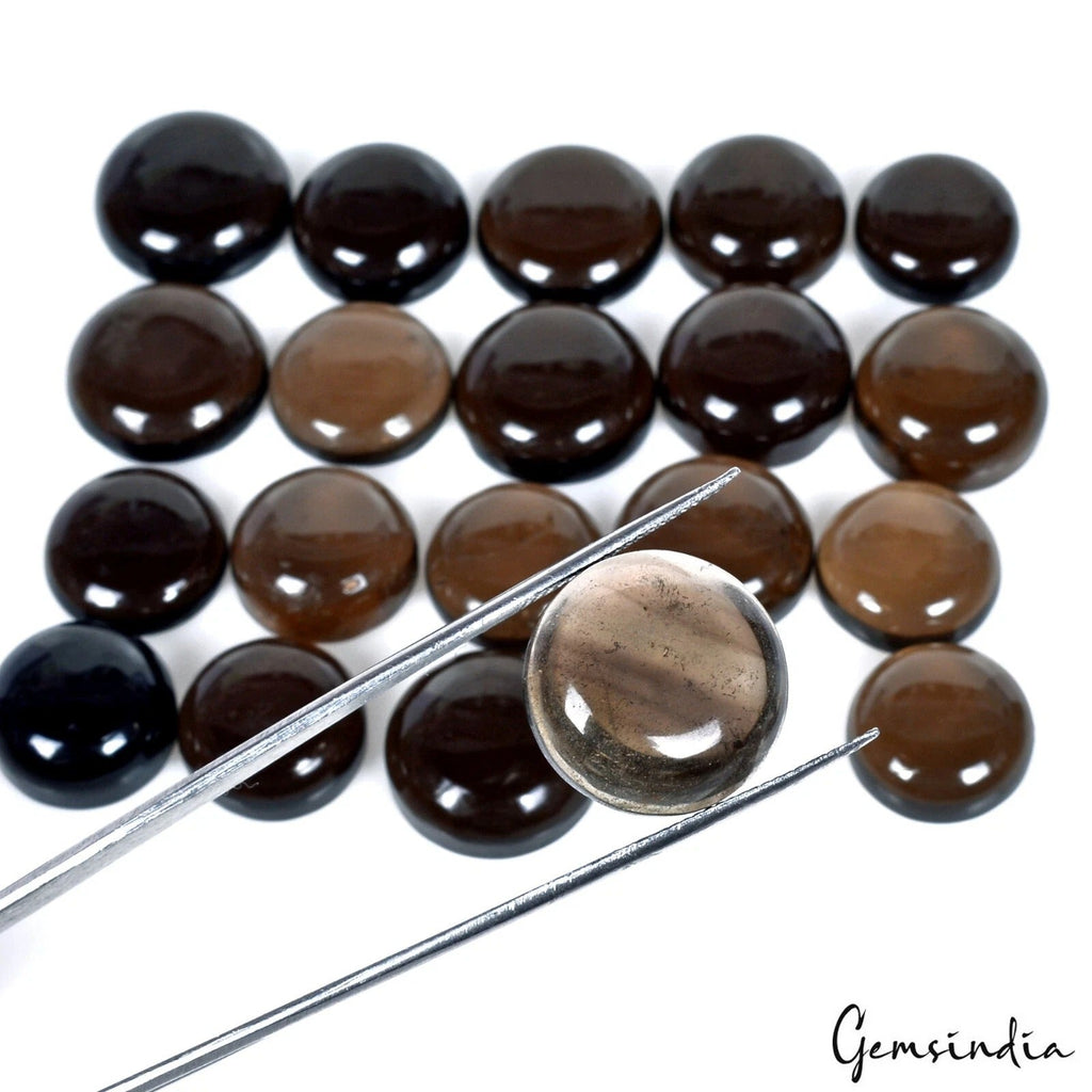 Natural Brown Smoky Quartz Round Cut Loose Gemstone Lot 20 Pcs 12-17mm 200 CT