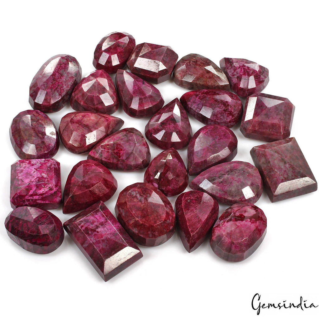 2 Kilo/24 Pcs Natural African Pink Red Ruby Mixed Cut Loose Gems Wholesale Lot