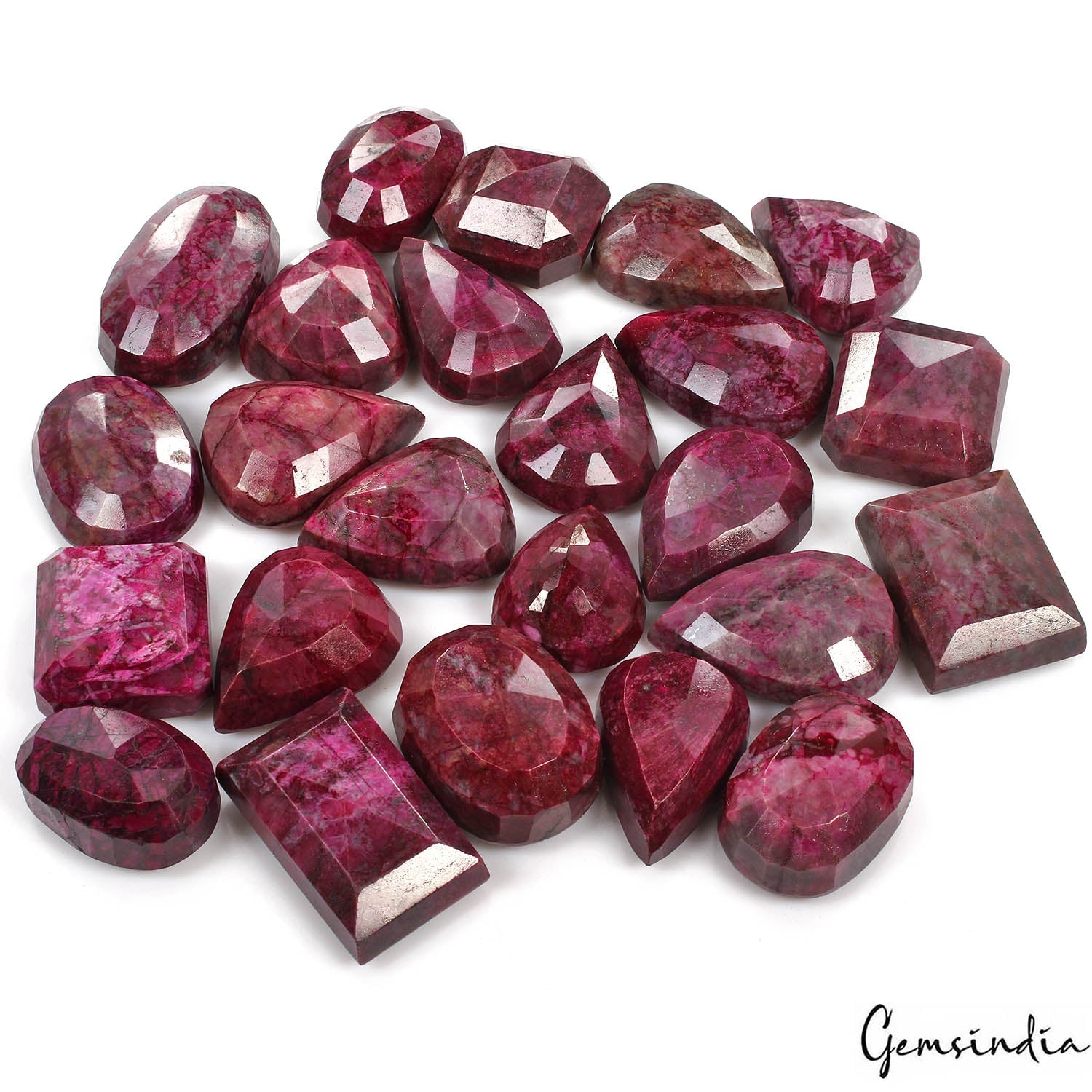2 Kilo/24 Pcs Natural African Pink Red Ruby Mixed Cut Loose Gems Wholesale Lot