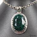 38.87 Gms Certified Natural Emerald Huge 925 Sterling Silver Exquisite Pendant