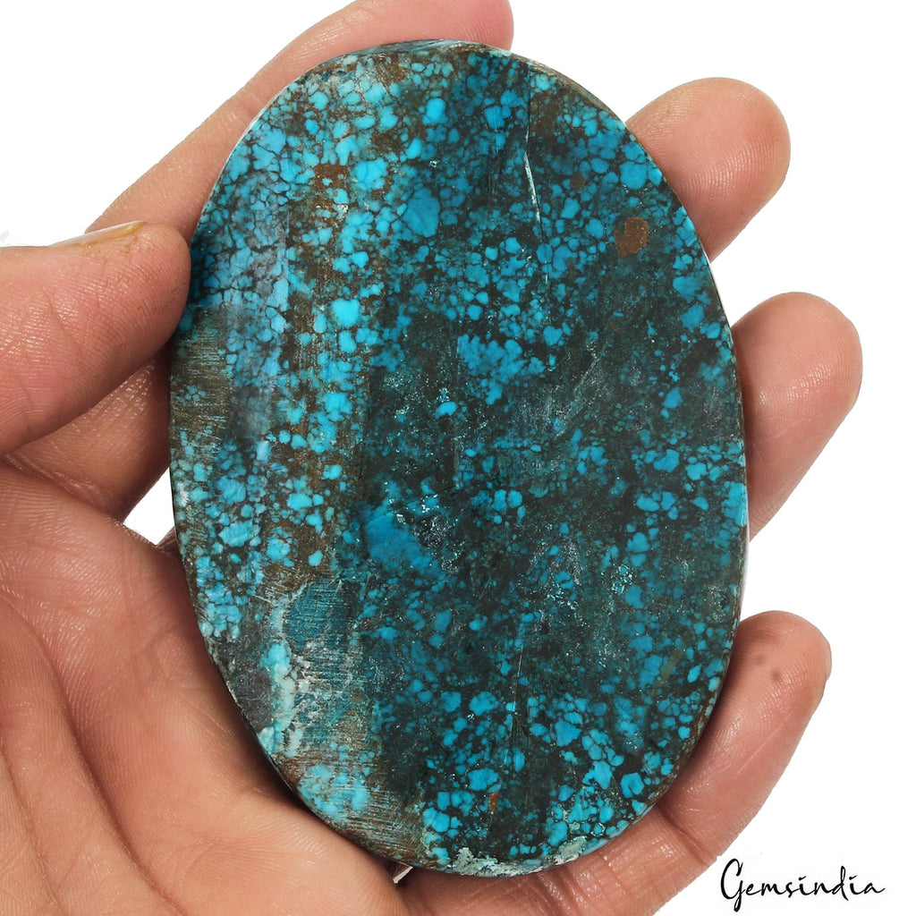 Huge 480 Cts USA Arizona Spiderweb Blue Turquoise Oval Cabochon Loose Gemstone