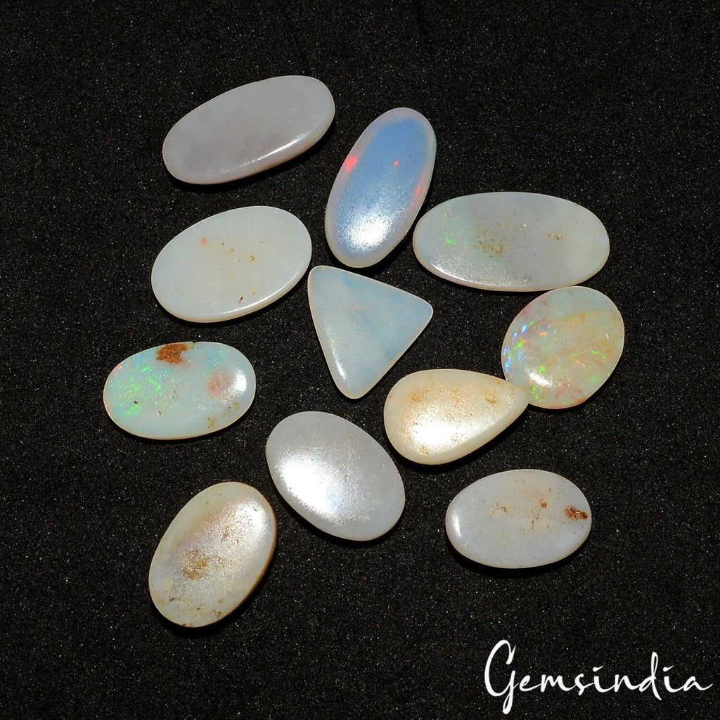 36.60 Ct/11 Pcs Natural Untreated Australian Multi Shine Opal Mix Cab Loose Gems