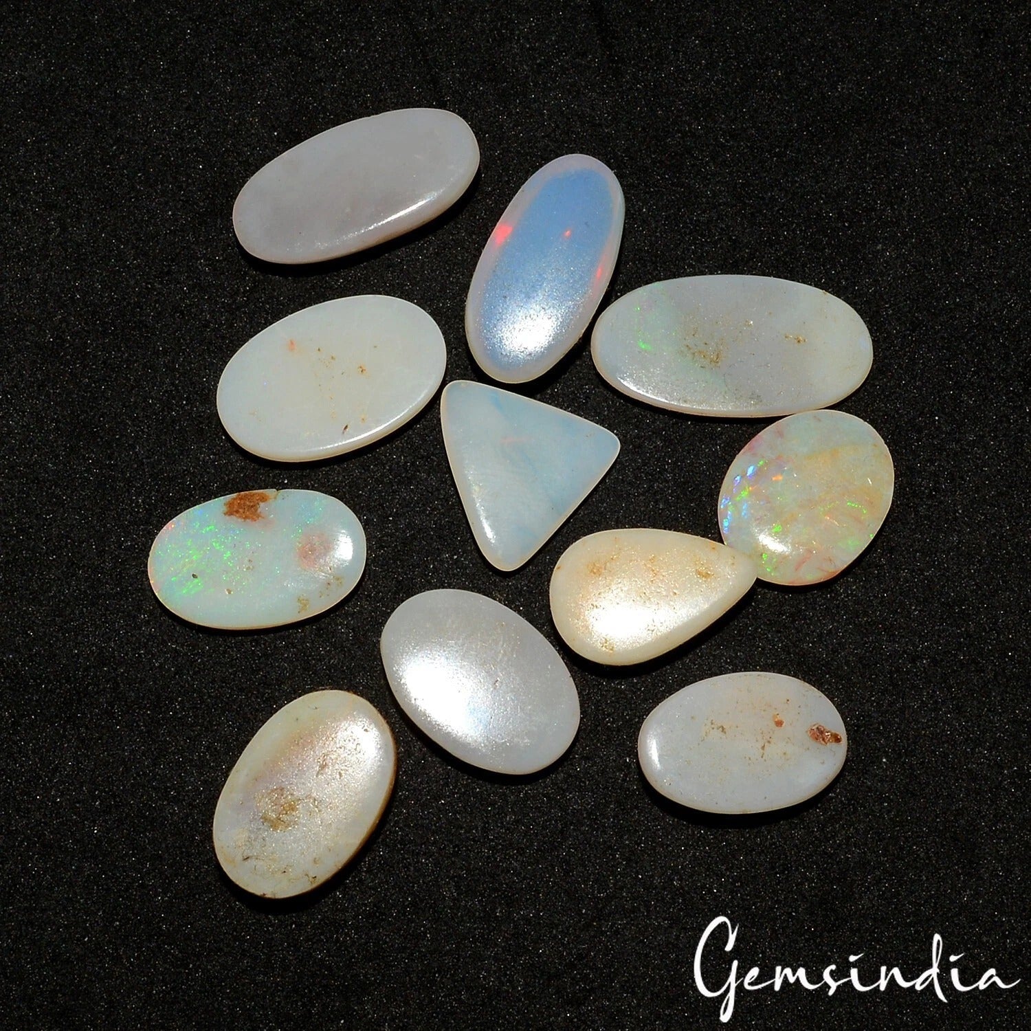 36.60 Ct/11 Pcs Natural Untreated Australian Multi Shine Opal Mix Cab Loose Gems