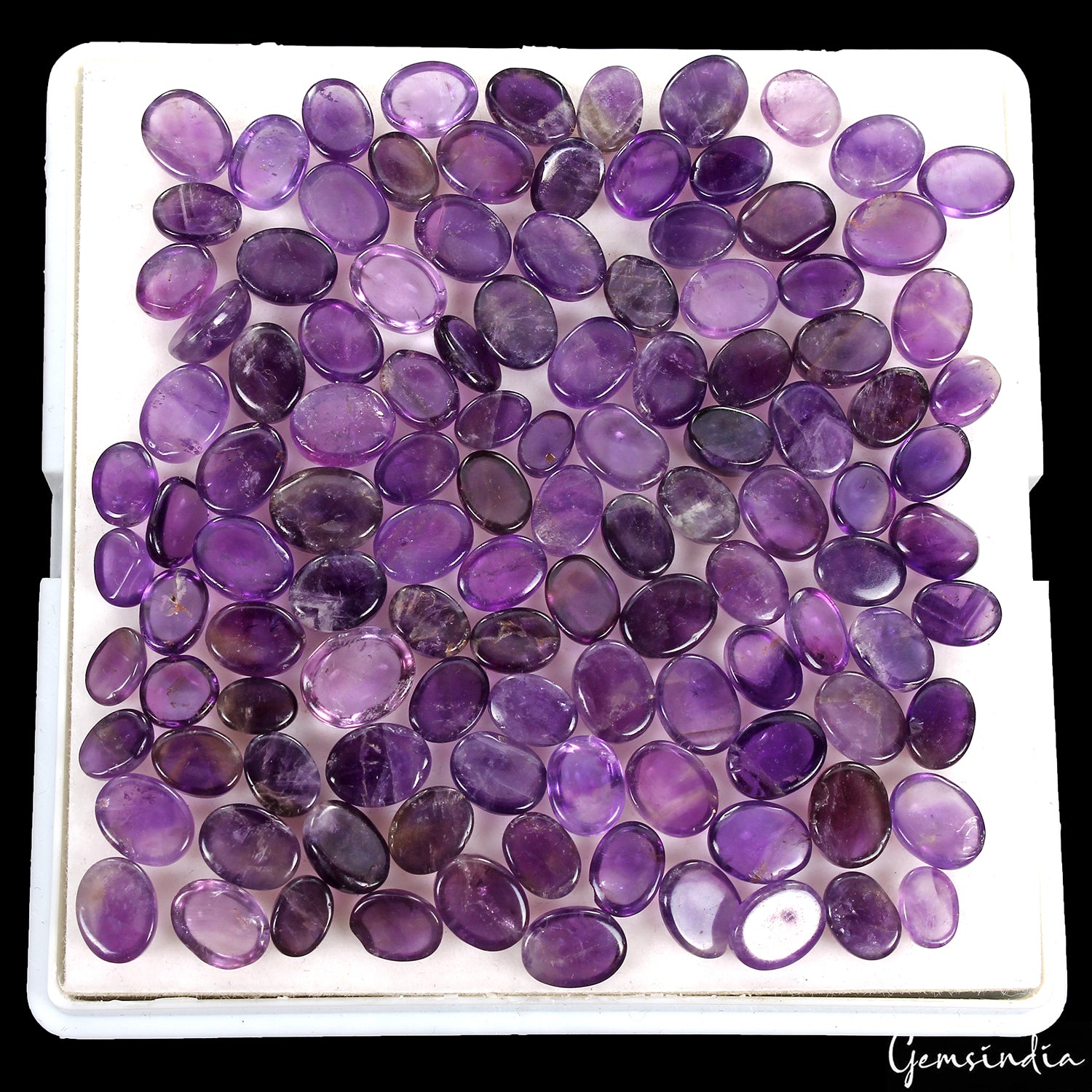 Amethyst Lot, Cabochon, Untreated, Purple — 115 Pieces, 7mm to 10mm, 190.00 Ct