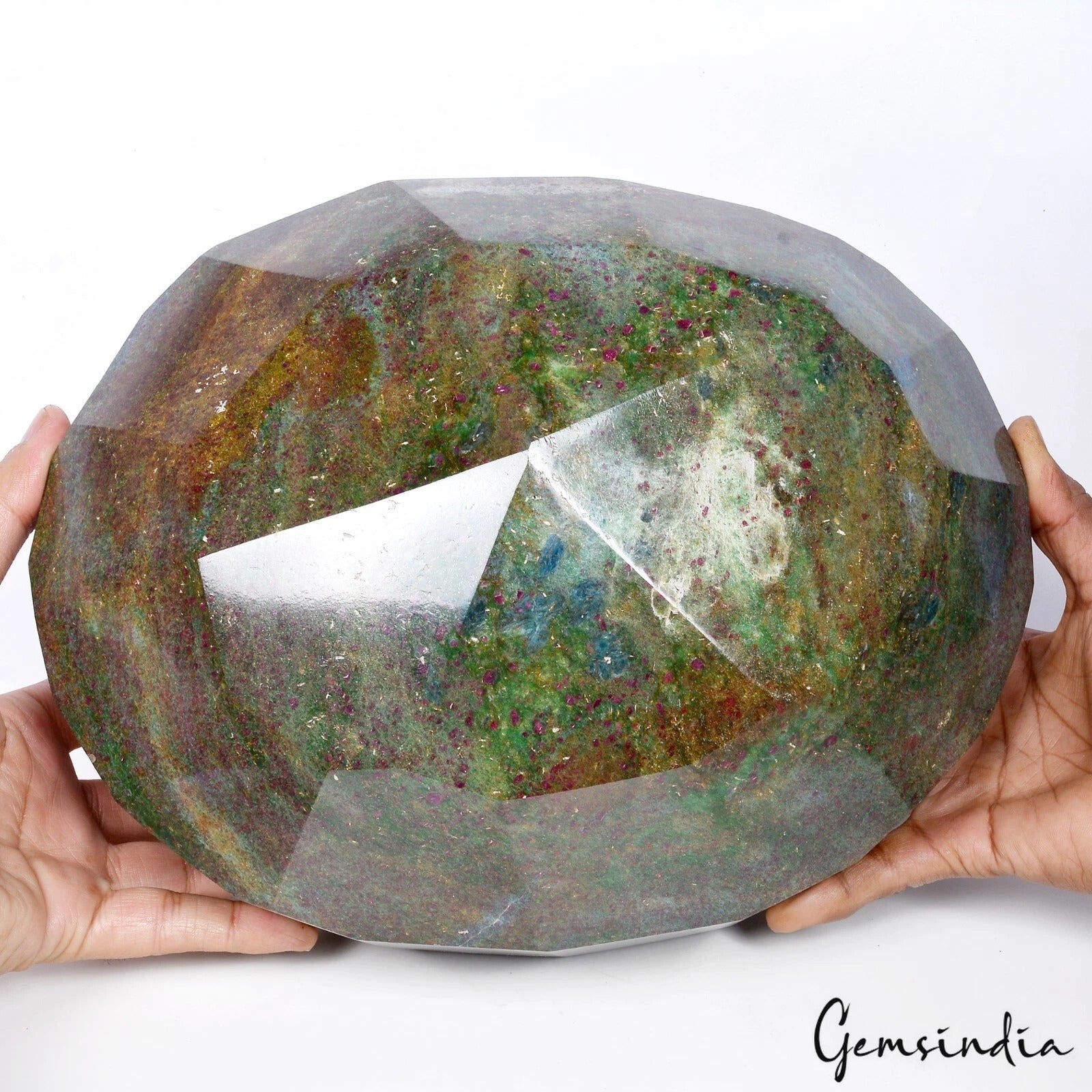 Ruby Fuchsite Loose Gemstone, Oval Cut, Untreated — 11 x 8.75 x 5.25 inches, 82750 Ct (16.55 Kg), Australia