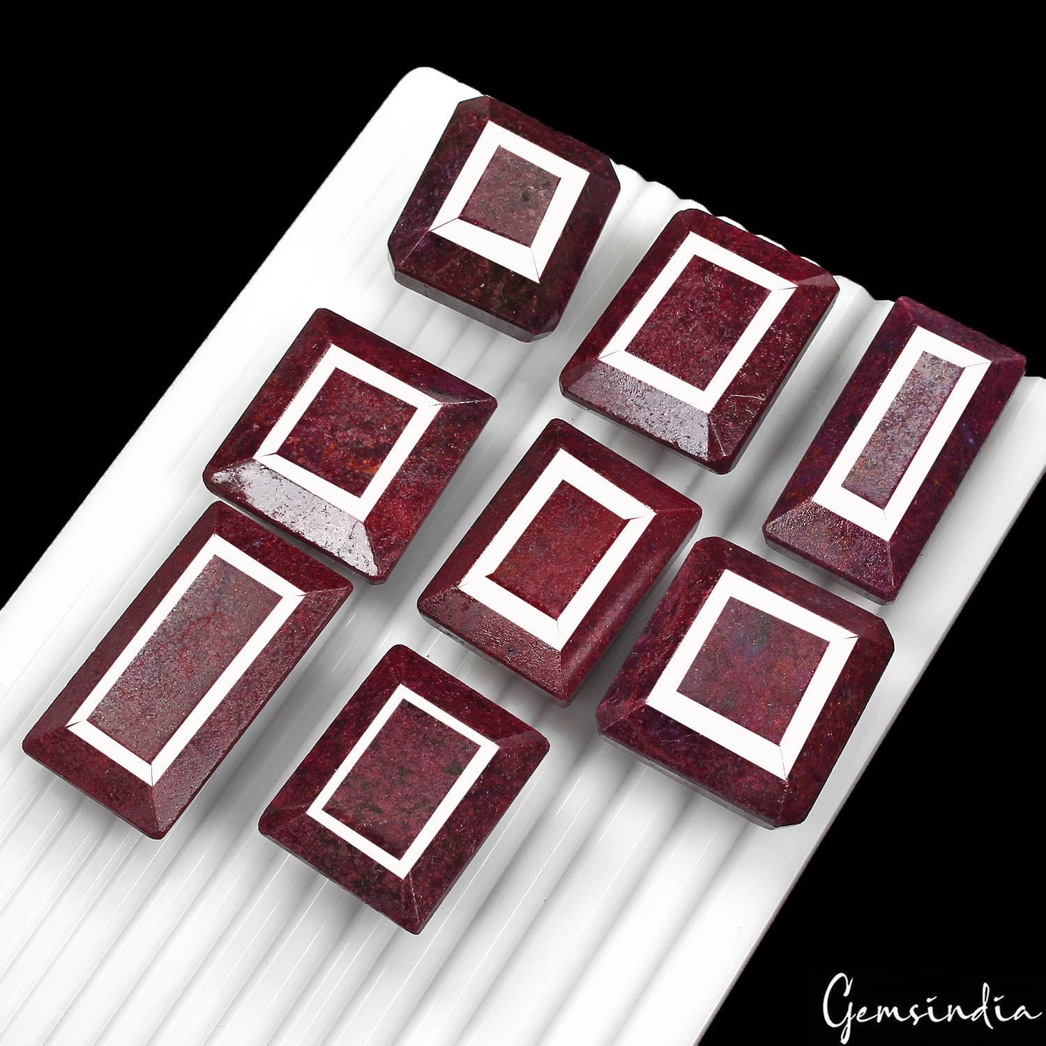 1900 Ct/8 Pcs Natural Dark Red Ruby Octagon Cut Loose Wholesale 33-49mm Gems Lot