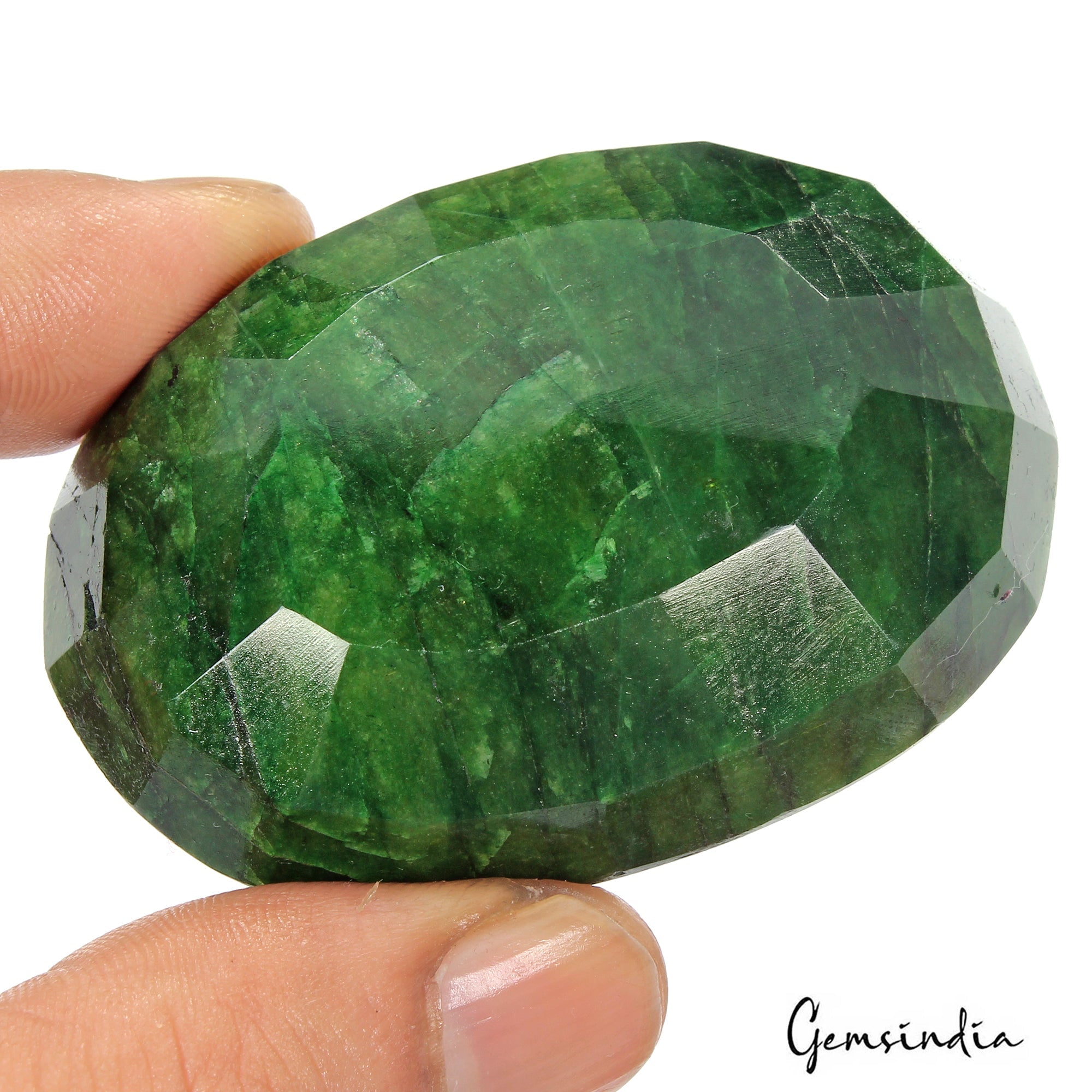 400 Ct Natural Green Brazilian Emerald Oval Faceted Earth Mined Huge Size Gems