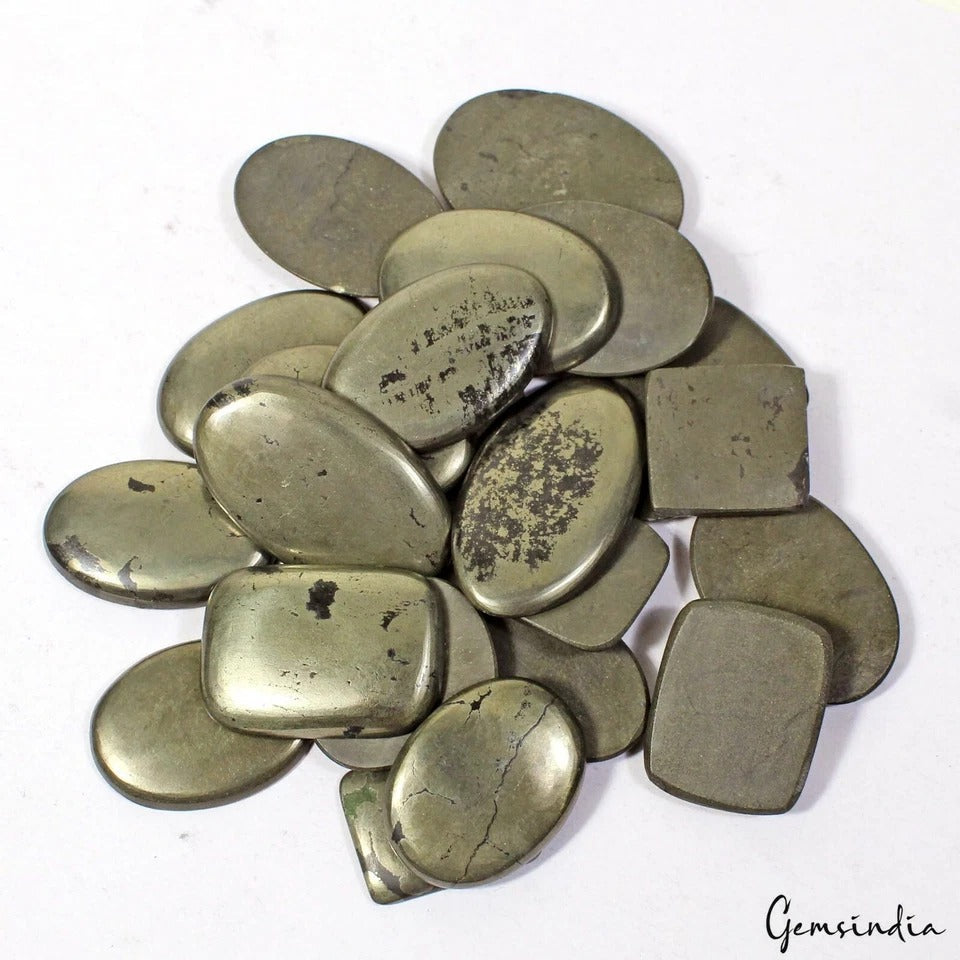 1150 Ct/22 Pcs Natural Untreated Peru Apache Gold Pyrite Mix Cabochon Gemstones
