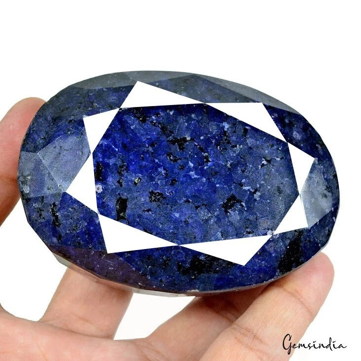 Blue Sapphire Loose Gemstone, Oval Cut, Color Enhanced — 83x60x40 mm, 2500 Ct