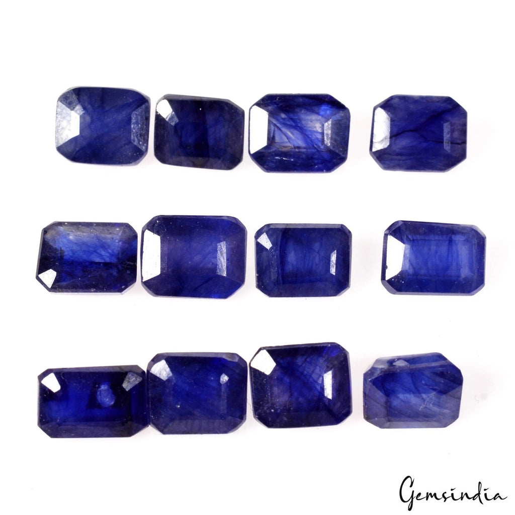12 Pcs Lot 36.50 Ct Octagon Cut Natural Blue Sapphire - Heated, Ceylon Gemstones