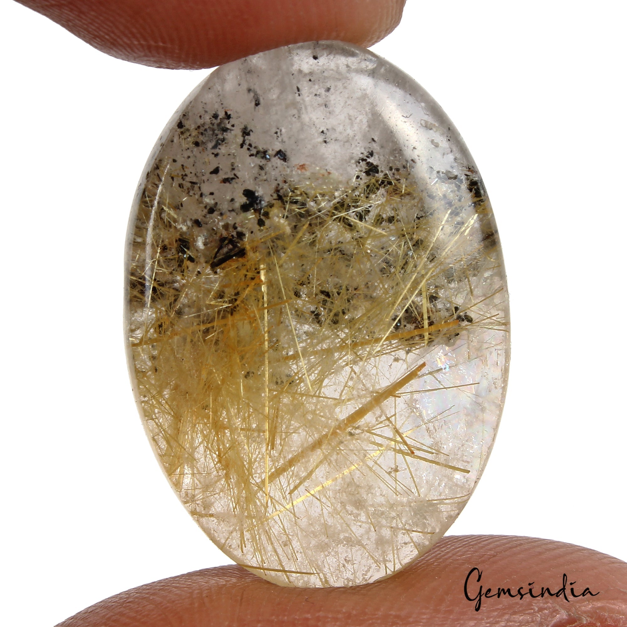 26.50 Ct Natural Untreated Rutile Oval Cab Pendant Size Loose Gems For Jewelry