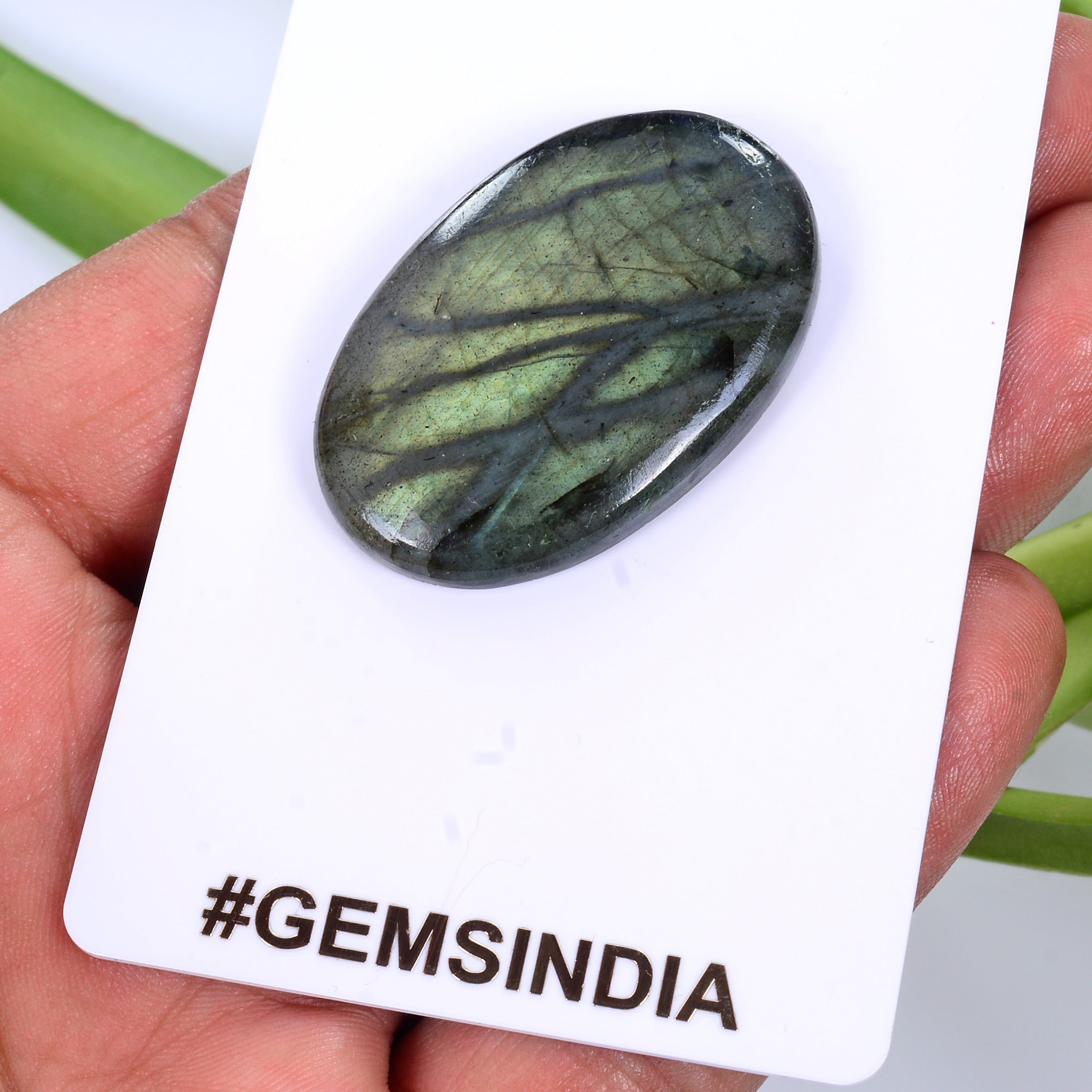 61.80 Ct Natural Untreated Green Blue Shine Labradorite Oval Cab Certified Gems