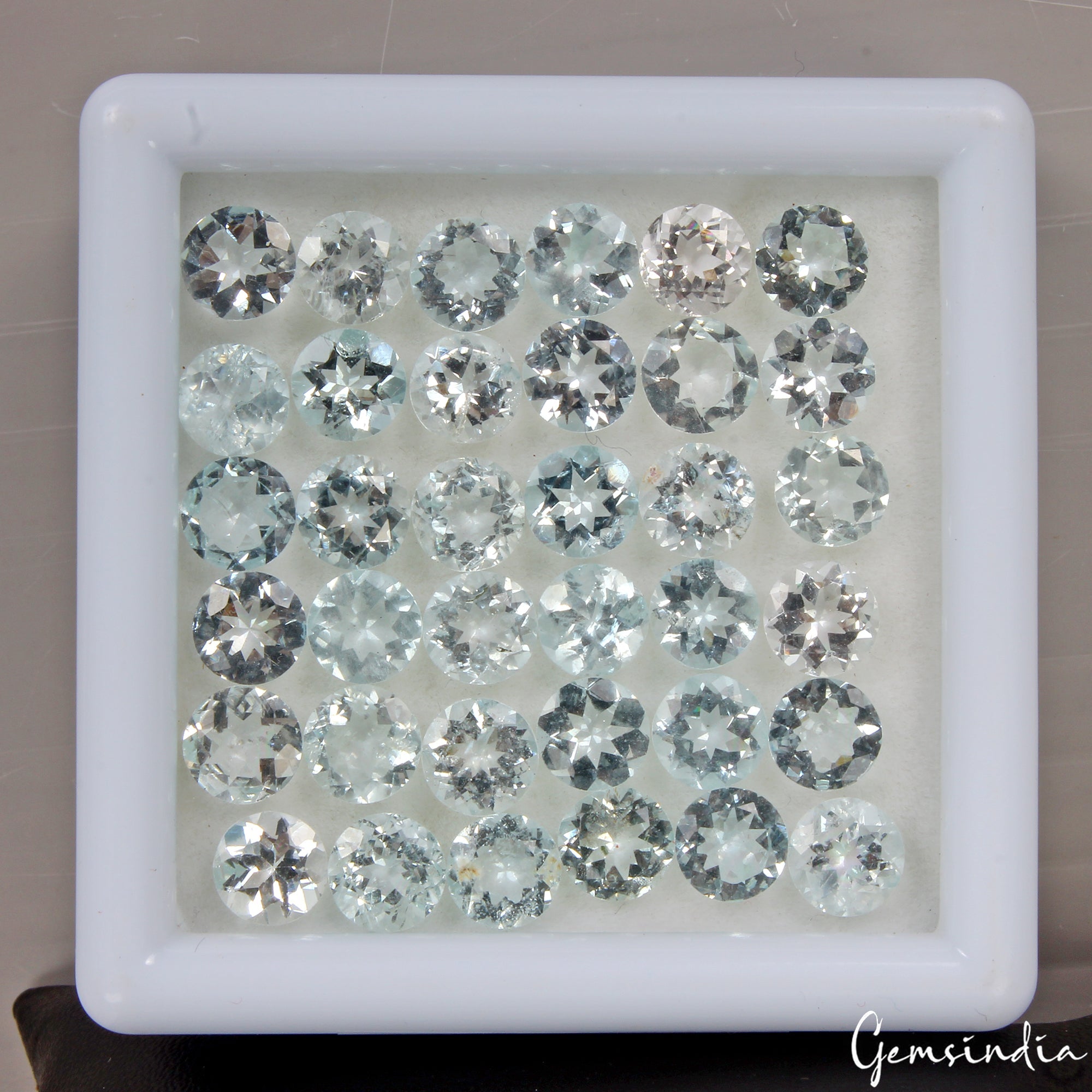 24.20Ct 36pcs Lot /6mm Round Natural Blue Aquamarine - Unheated, Brazil Gemstone