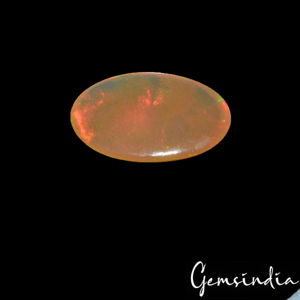 Certified 1.60 Cts Natural Untreated Welo Fire Ethiopian Opal Oval Cab Loose Gem