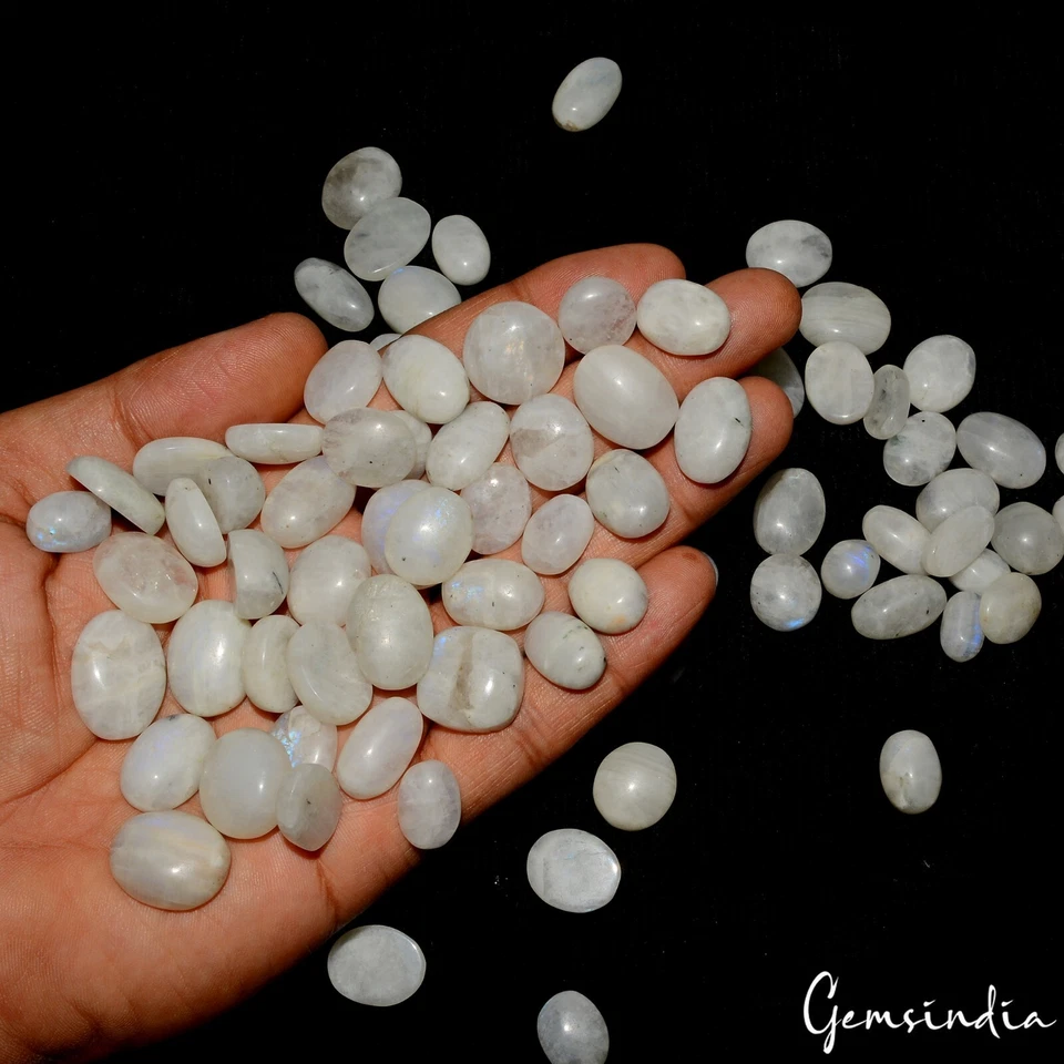 1000 Ct Natural Blue Shine Moonstone Mix Cabochon Loose Untreated Gemstones Lot