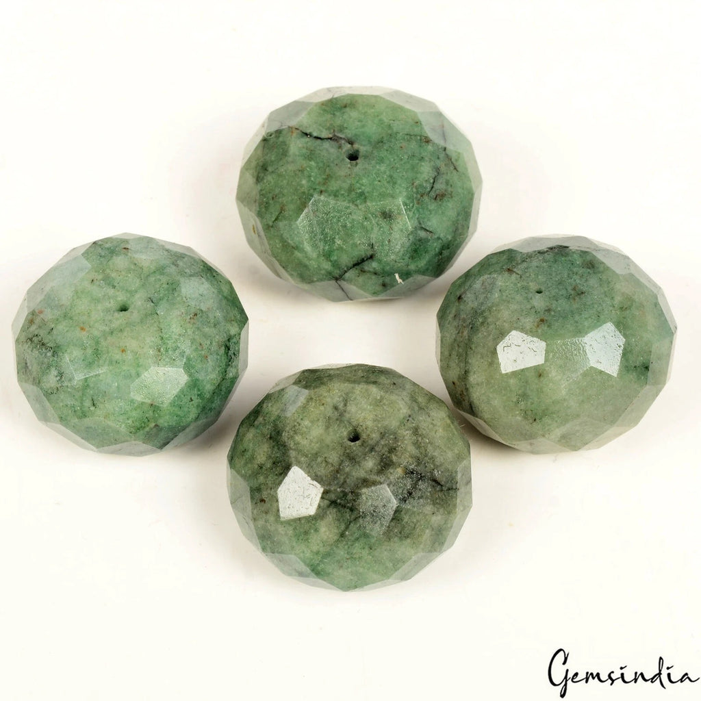 Brazilian Emerald Beaded Strand, Color Enhanced, Green — 4 Pieces, 28mm to 30mm, 500 Ct, Brazil