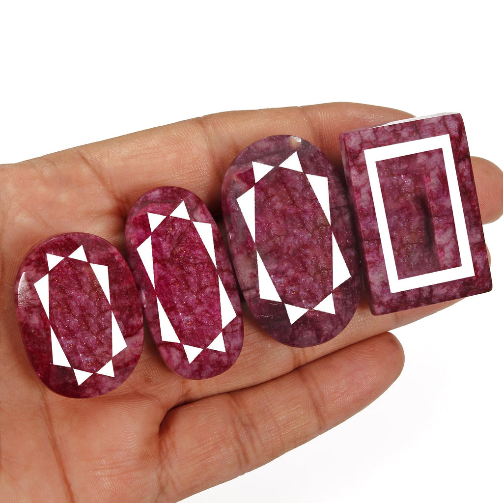 500 Ct/4 Pcs Natural USA Red Beryl Bixbite Mix Faceted Loose Gems Wholesale Lot