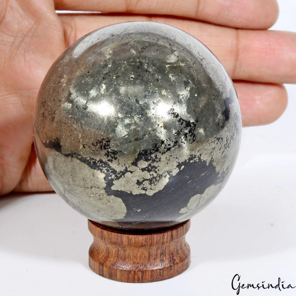 1760 Cts Natural Gold Pyrite Gem Sphere Crystal Specimen Healing Minerals 2..1"
