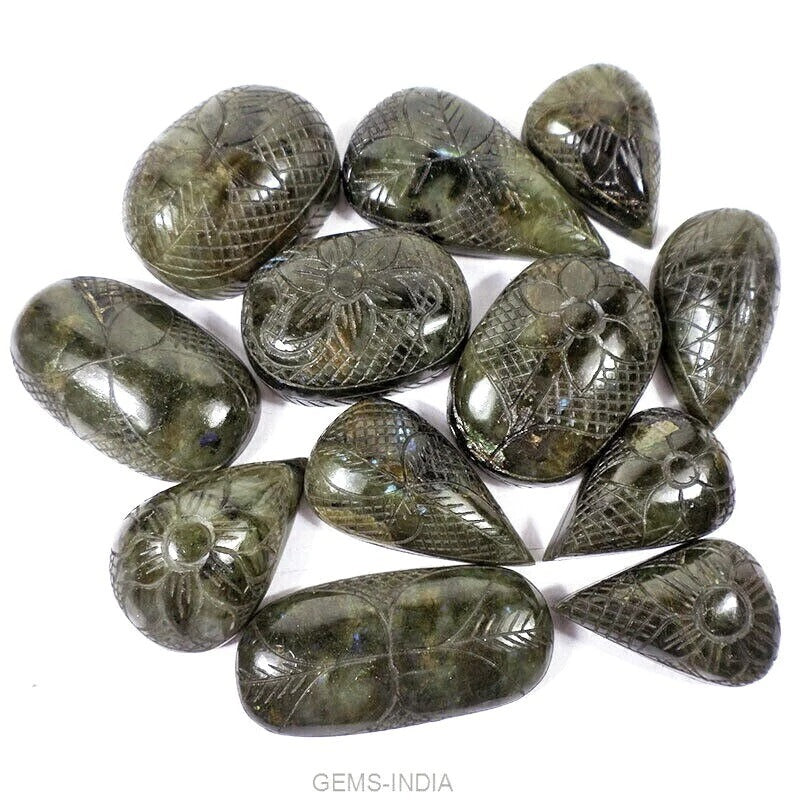 Labradorite Lot, Loose Gemstone — 12 Pieces, 52mm to 80mm, 5080 Ct (1.016 Kg)