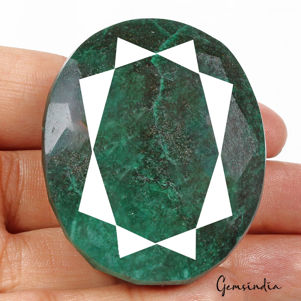 450 Cts Natural Green Brazilian Emerald Oval Faceted Earth Mined Huge Size Gems