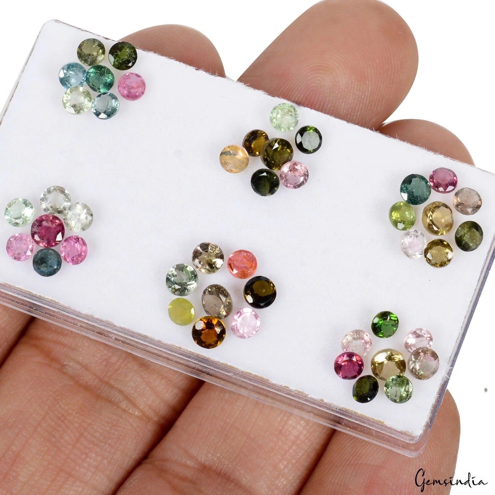 5.80 Ct Natural Multicolor Tourmaline Round Faceted Cut Loose Gemstone Lot 45 Pc