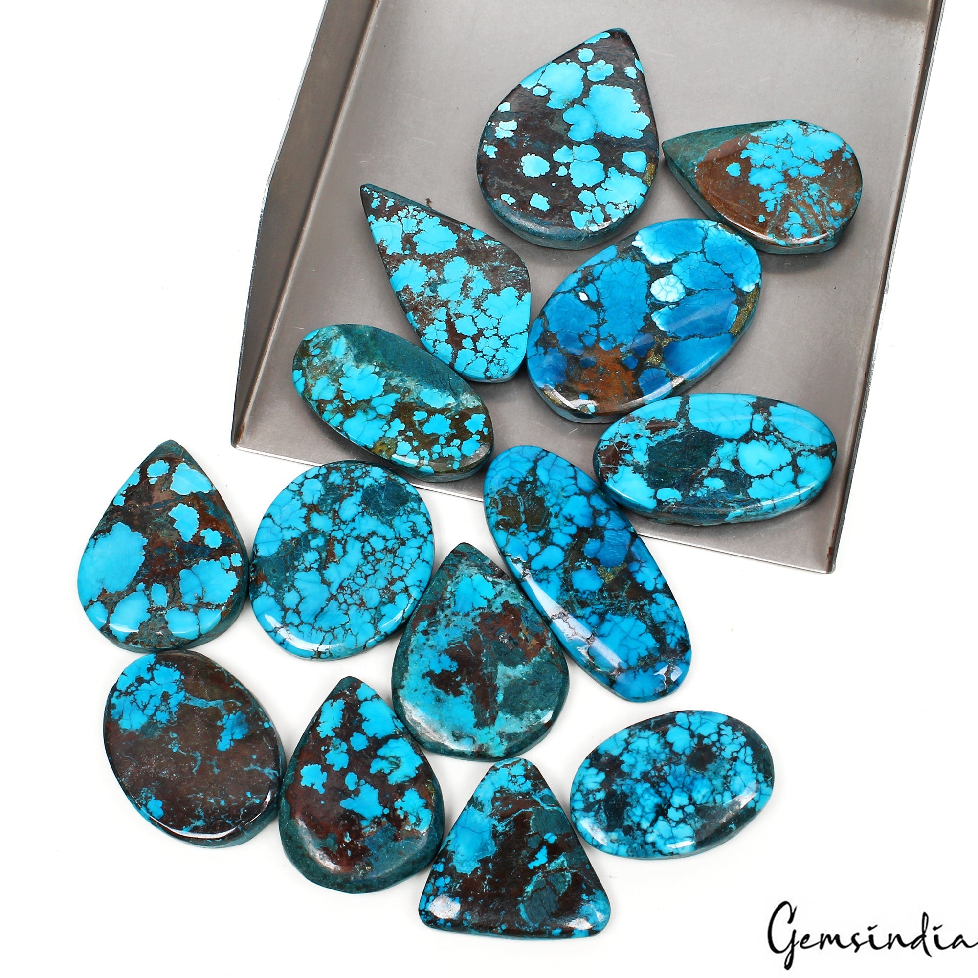 460 Ct Natural Blue Spiderweb Turquoise Mix Cut Loose Gemstone Arizona Lot 14 Pc