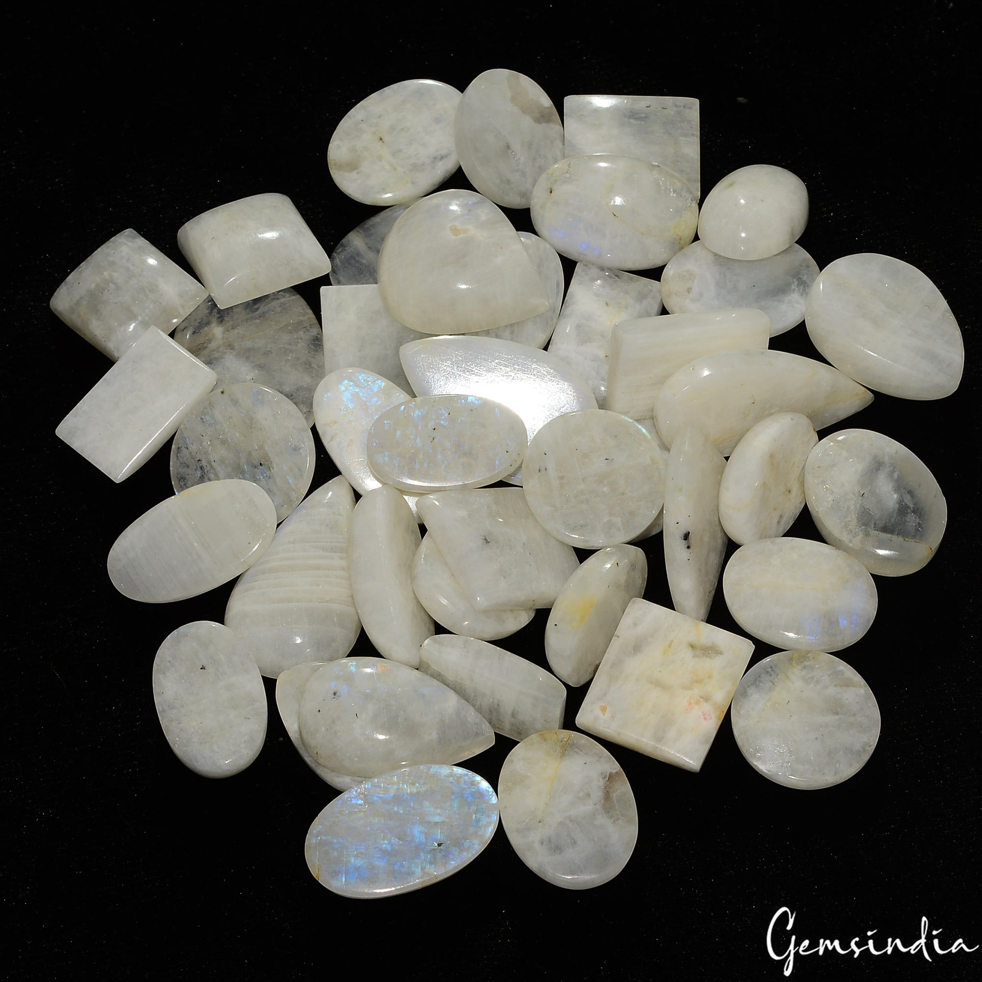 920 Ct Natural Blue Shine Moonstone Mix Cabochon Loose Untreated Gemstones~42 Pc