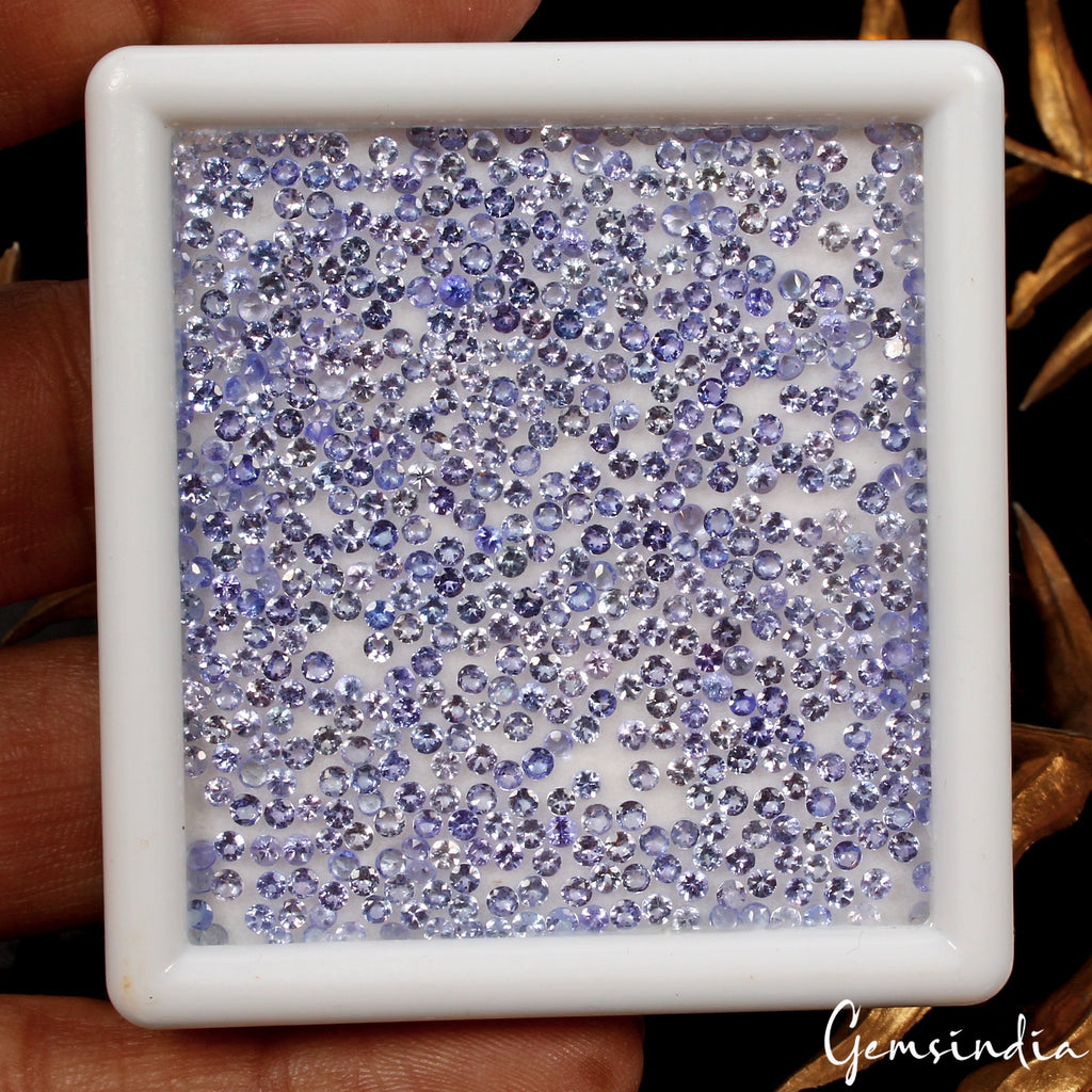 600 Pcs Natural Tanzanite 2mm Round Cut Dazzling Loose Gemstones Wholesale Lot