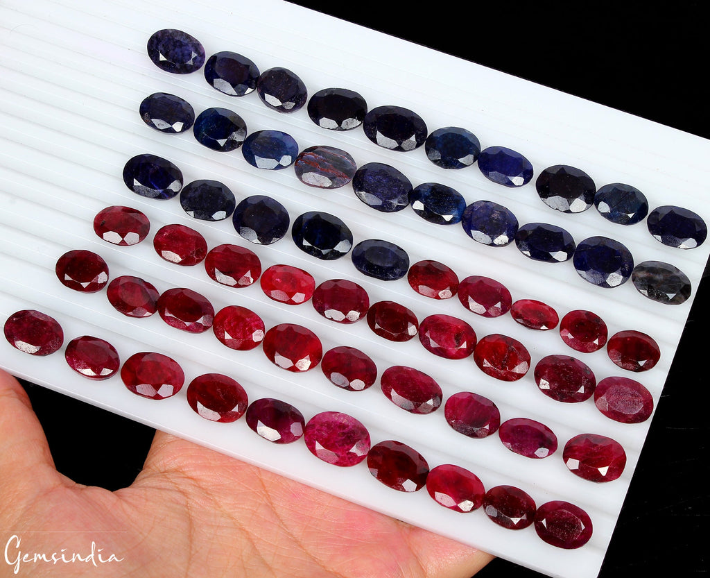 650 Ct Natural Ruby Sapphire Oval Cut Loose 12mm-17mm jewelry Gemstones / 60 Pcs