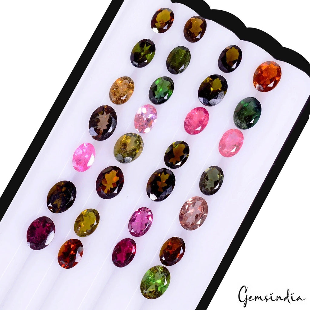 25.10 Ct Natural Multi color Tourmaline AAA Quality Oval Cut Loose Gemstone Lot