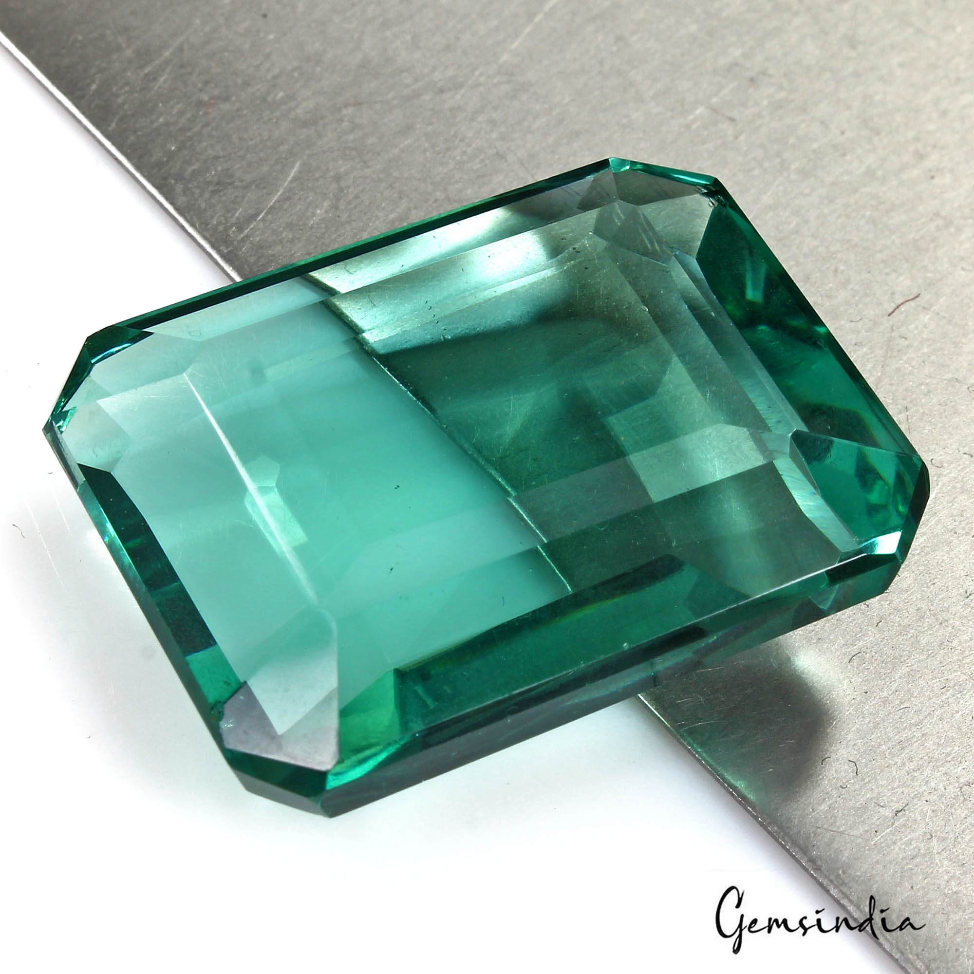102.20 Cts Hydro Aquamarine Teal Green Octagon Cut Lab Created Gem For Pendant