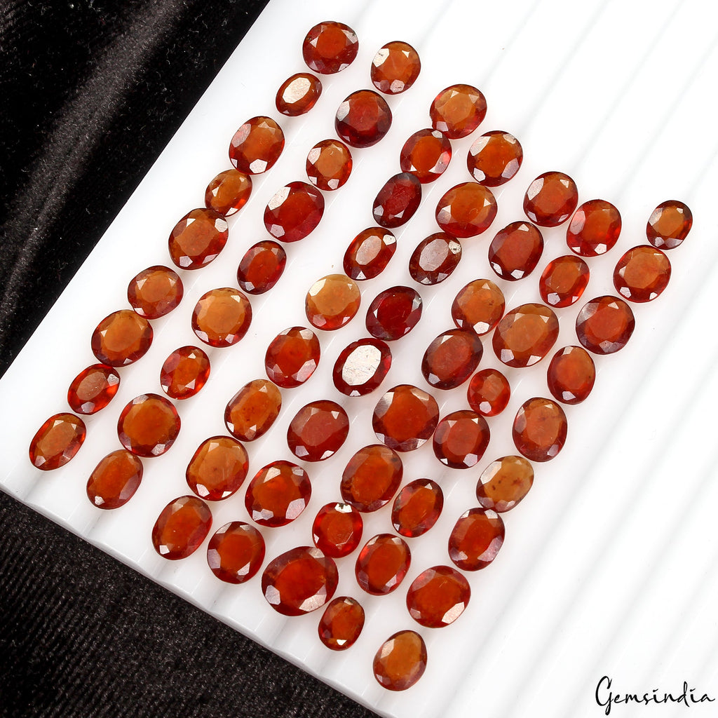 Natural Hessonite Garnet Oval Cut Loose Gemstone Lot 60 Pcs 7-9mm 81.10 Cts