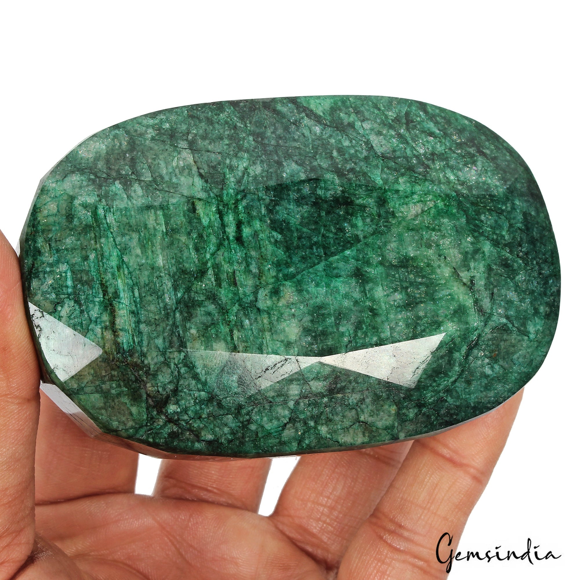 2140 Ct Natural Green Brazilian Oval Faceted Emerald Earth Mined Loose Gemstone