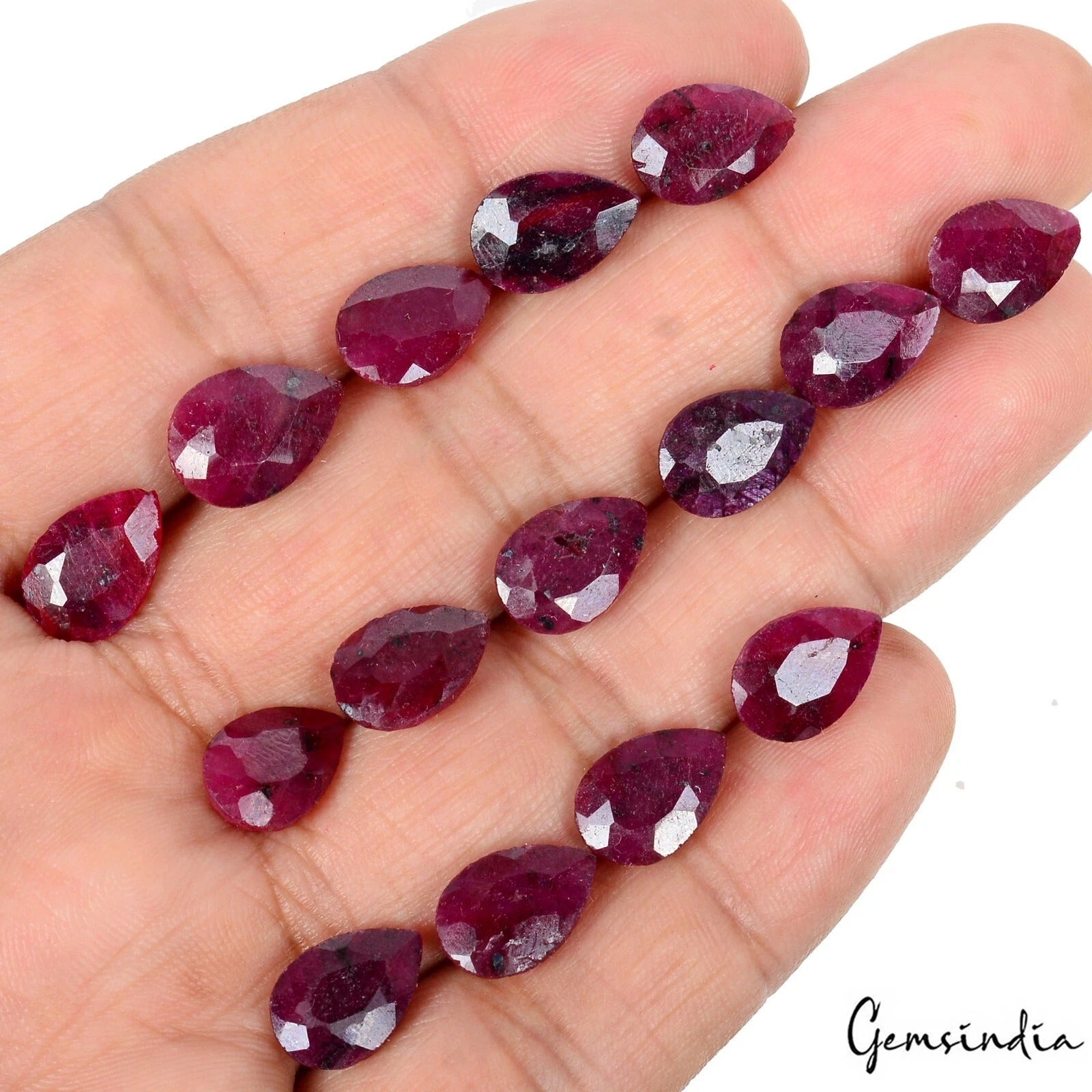 Certified 76.70 Ct Natural Red Ruby 11-12mm Pear Cut Loose Jewelry Gemstones~15P