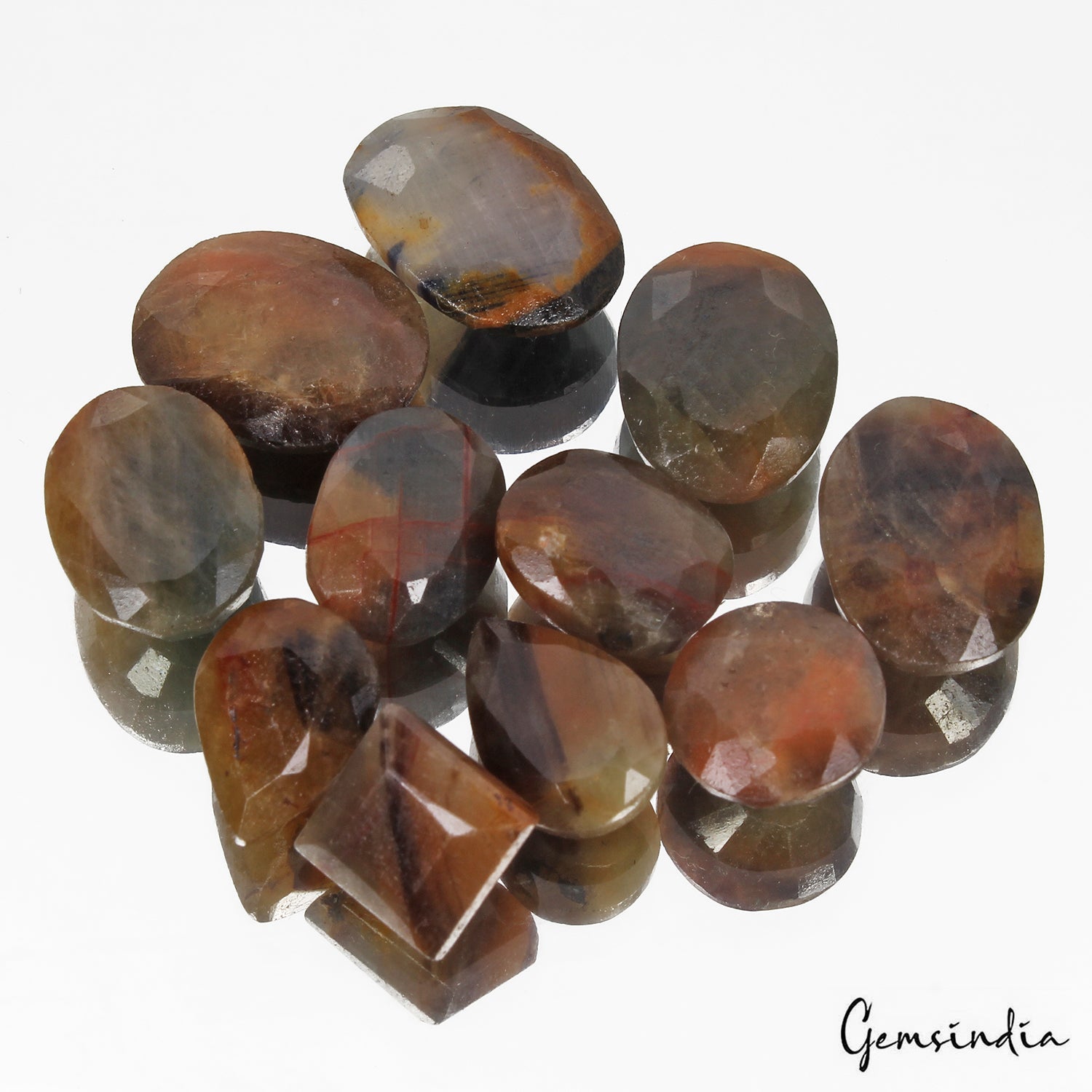 Certified 103.80 Ct/11Pcs Natural Untreated Bi-Color Sapphire Mix Cut Loose Gems